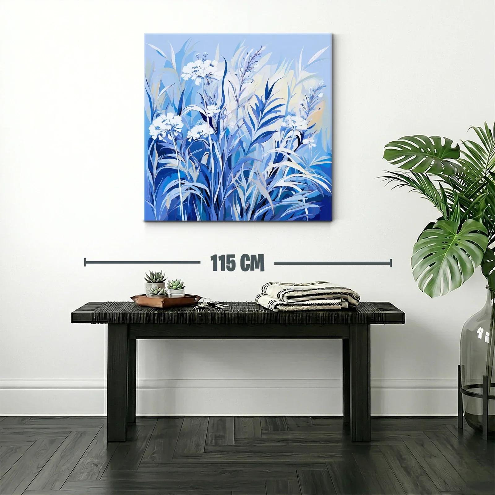 Flores y hojas en tonos azules para un ambiente sereno — miniatura 2