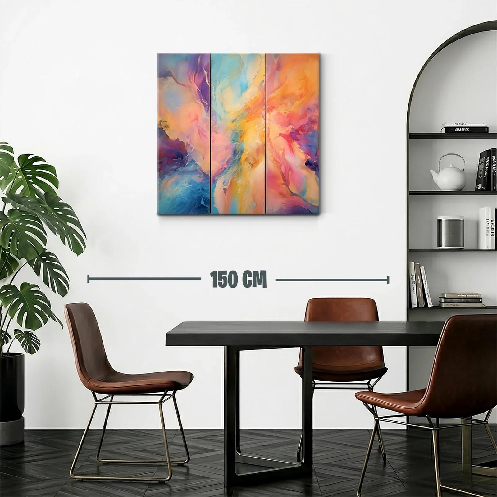 Cuadro abstracto en tonos cálidos y fríos vibrantes — miniatura 2