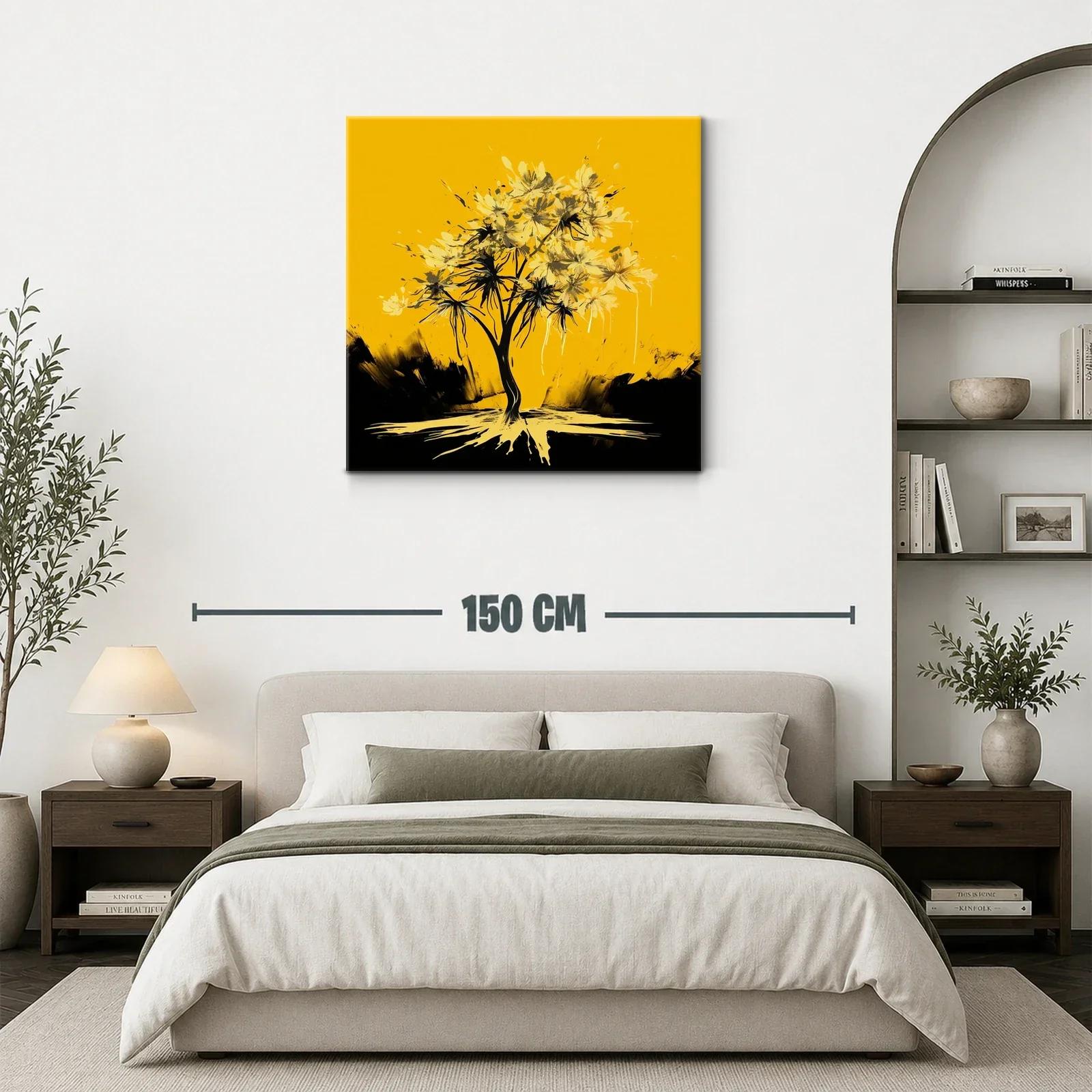 Árbol abstracto con flores amarillas sobre fondo vibrante — miniatura 3