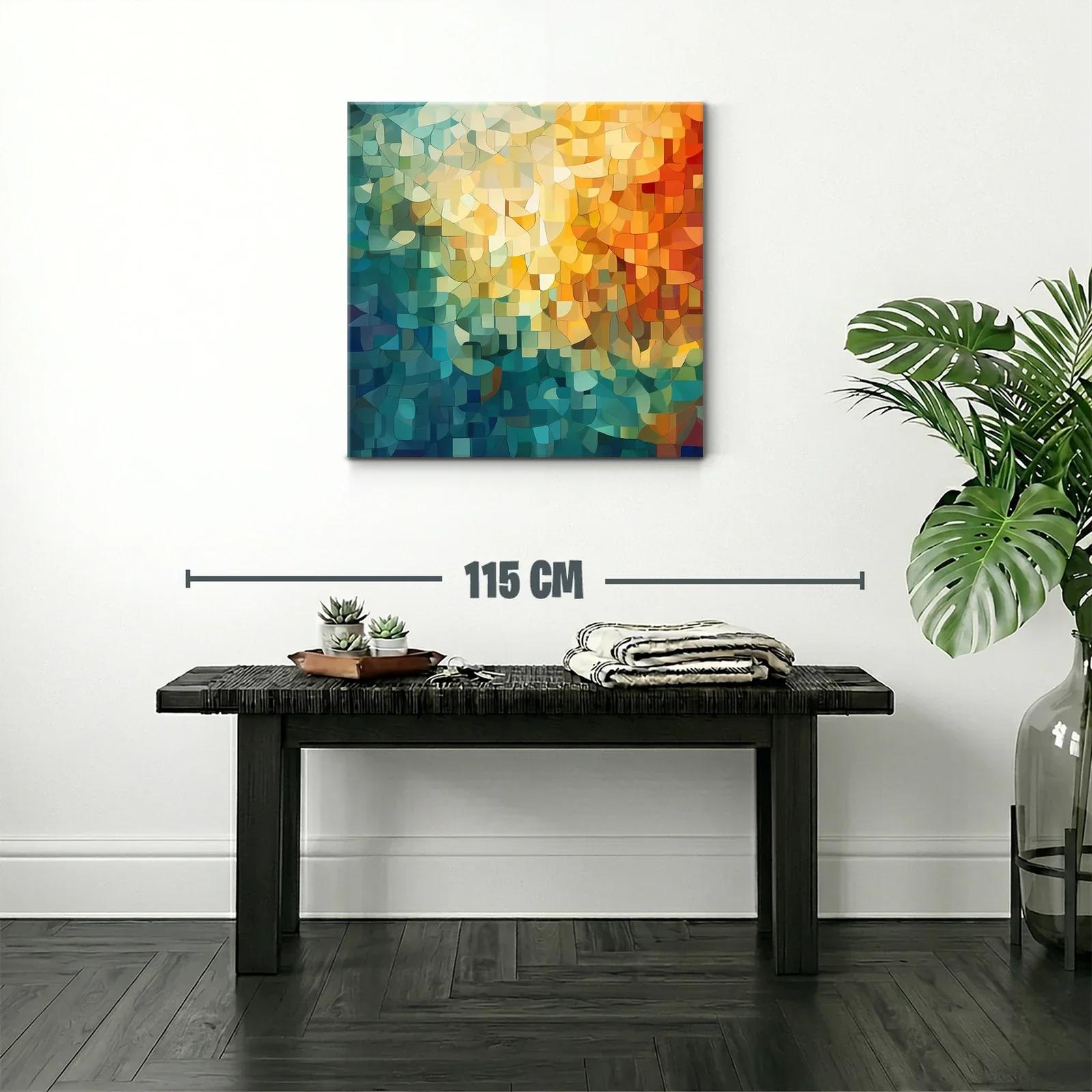 Cuadro Abstracto con Paleta Cálida y Fría en Composición Orgánica — miniatura 2