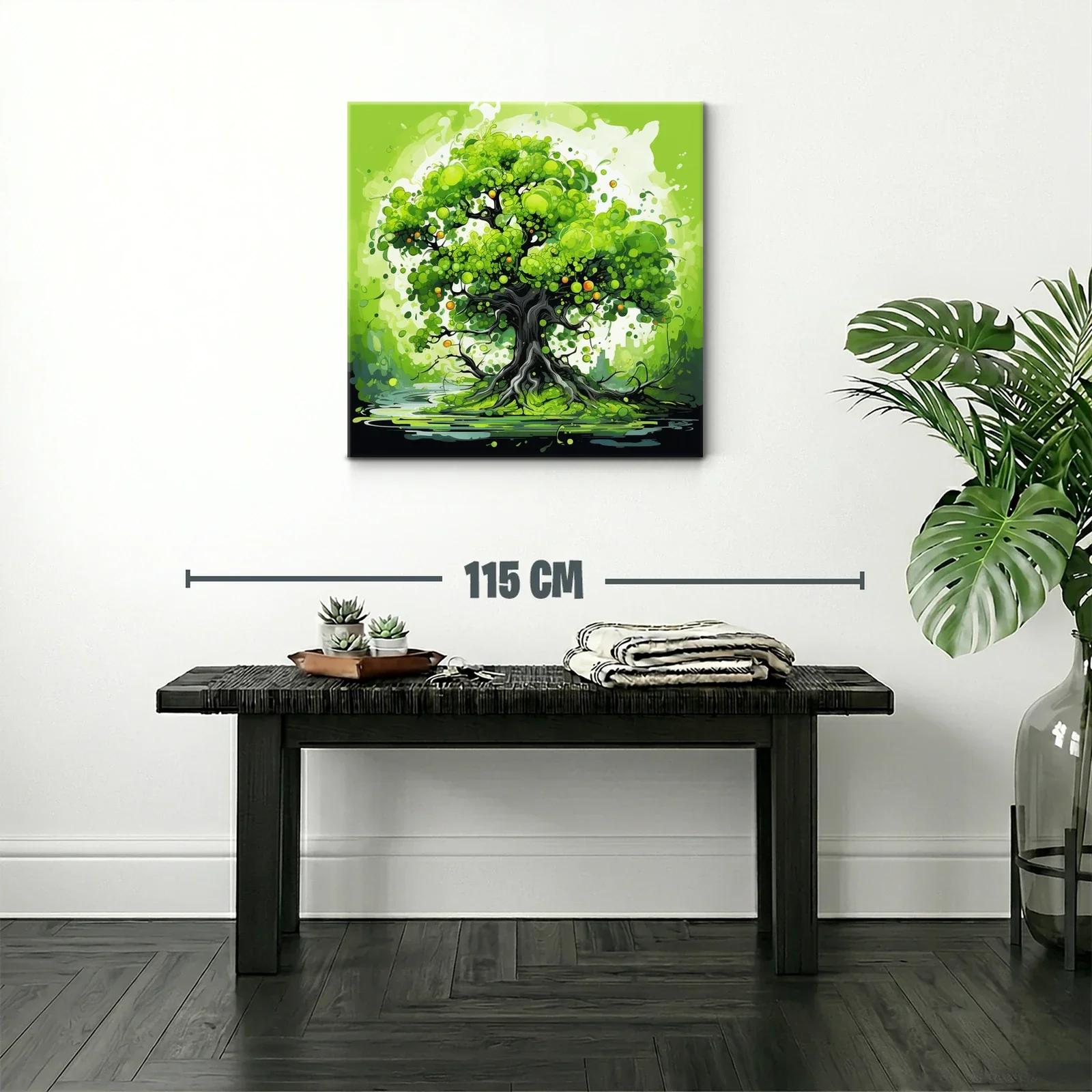 Árbol con vibrantes tonos verdes y detalles en naranja — miniatura 2