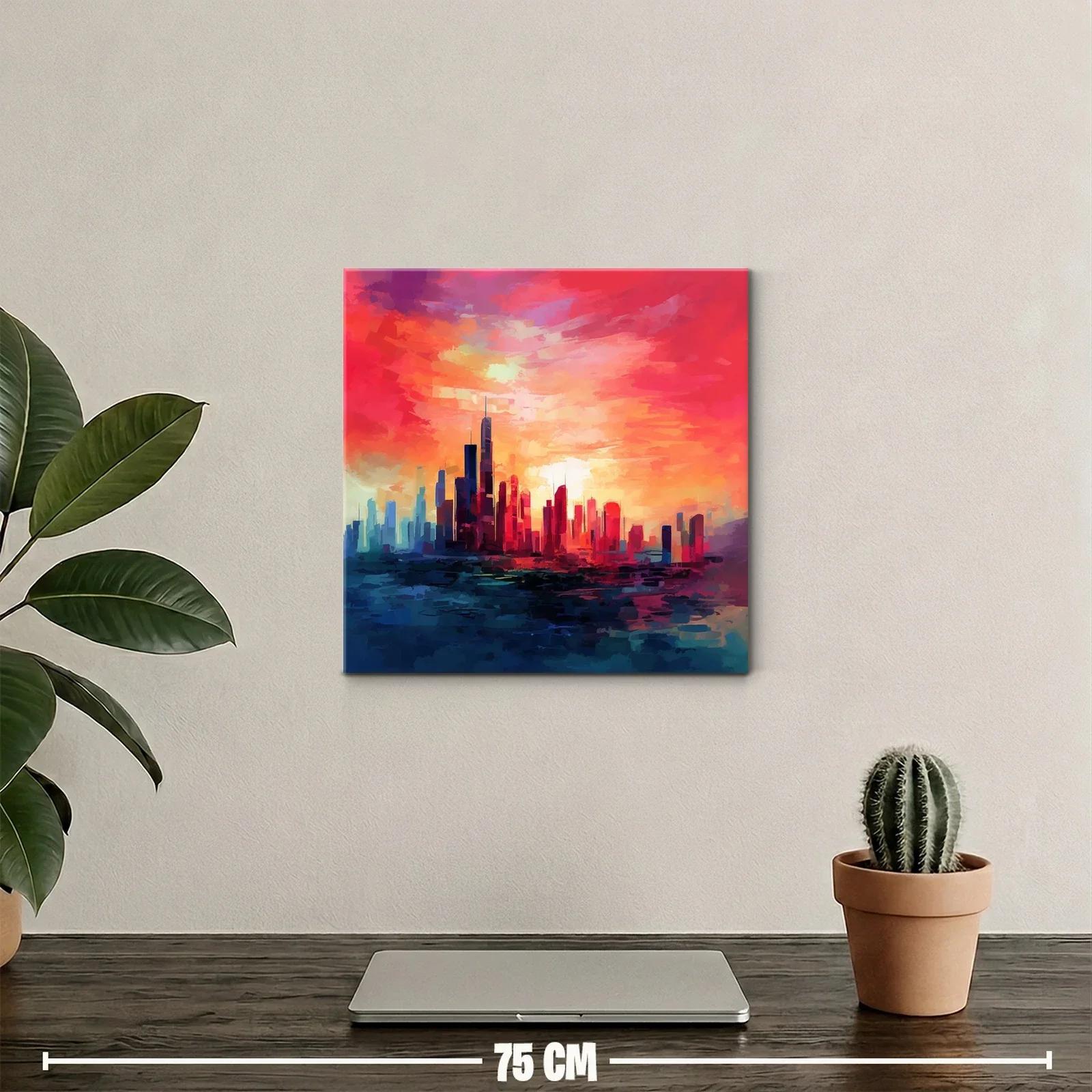 Cityscape at Sunset con vibrantes tonos cálidos y fríos — miniatura 2