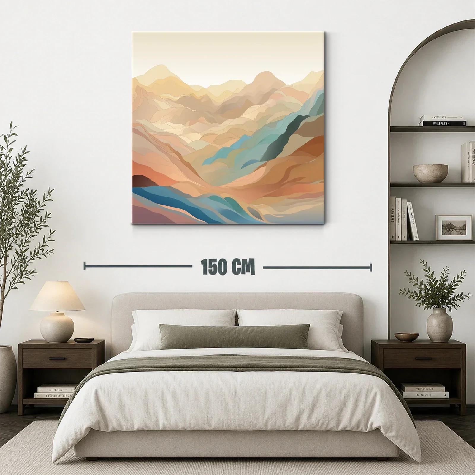 Paisaje abstracto de montañas en tonos cálidos y fríos suaves — miniatura 3