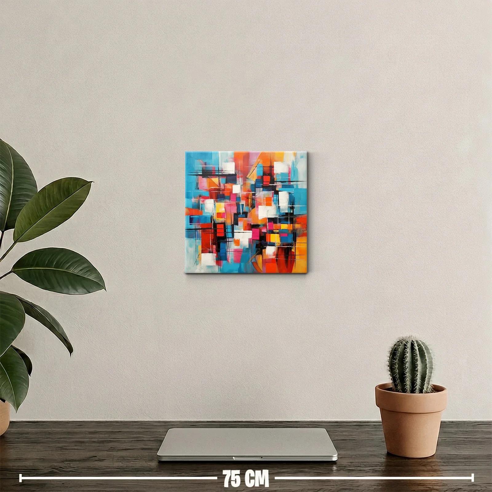 Cuadro abstracto con formas geométricas y colores vibrantes — miniatura 2