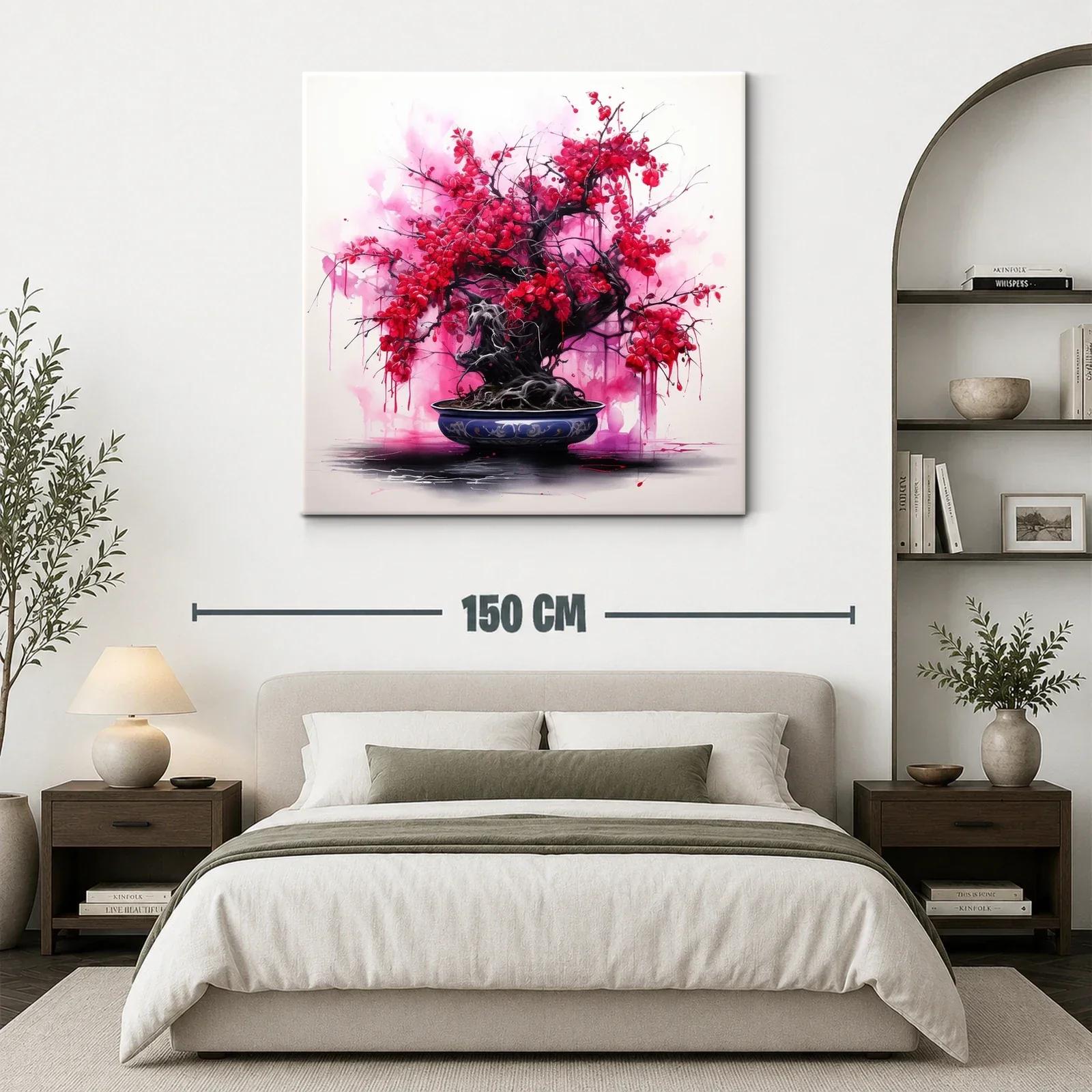 Árbol Bonsái con Flores Rojas Vibrantes — miniatura 3