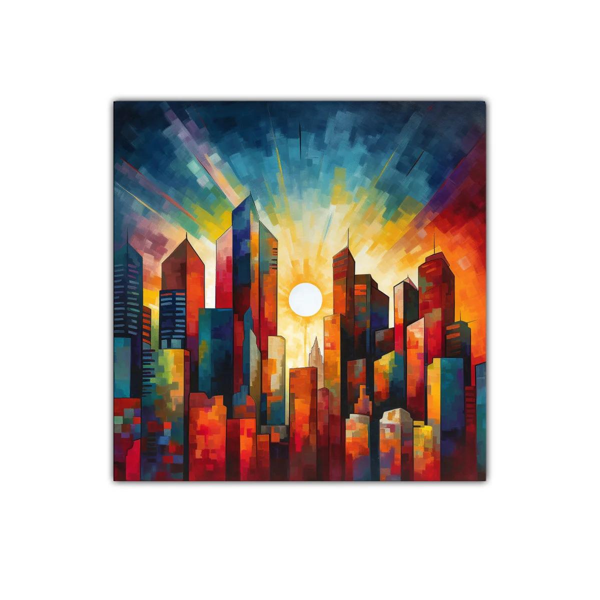 Atardecer vibrante sobre la ciudad iluminada — miniatura 1