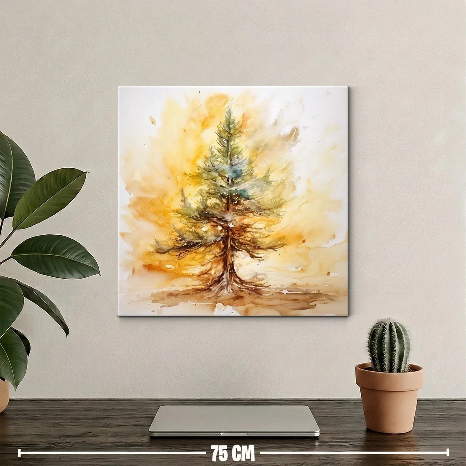 Cuadro con árbol en tonos cálidos y verdes — miniatura 2