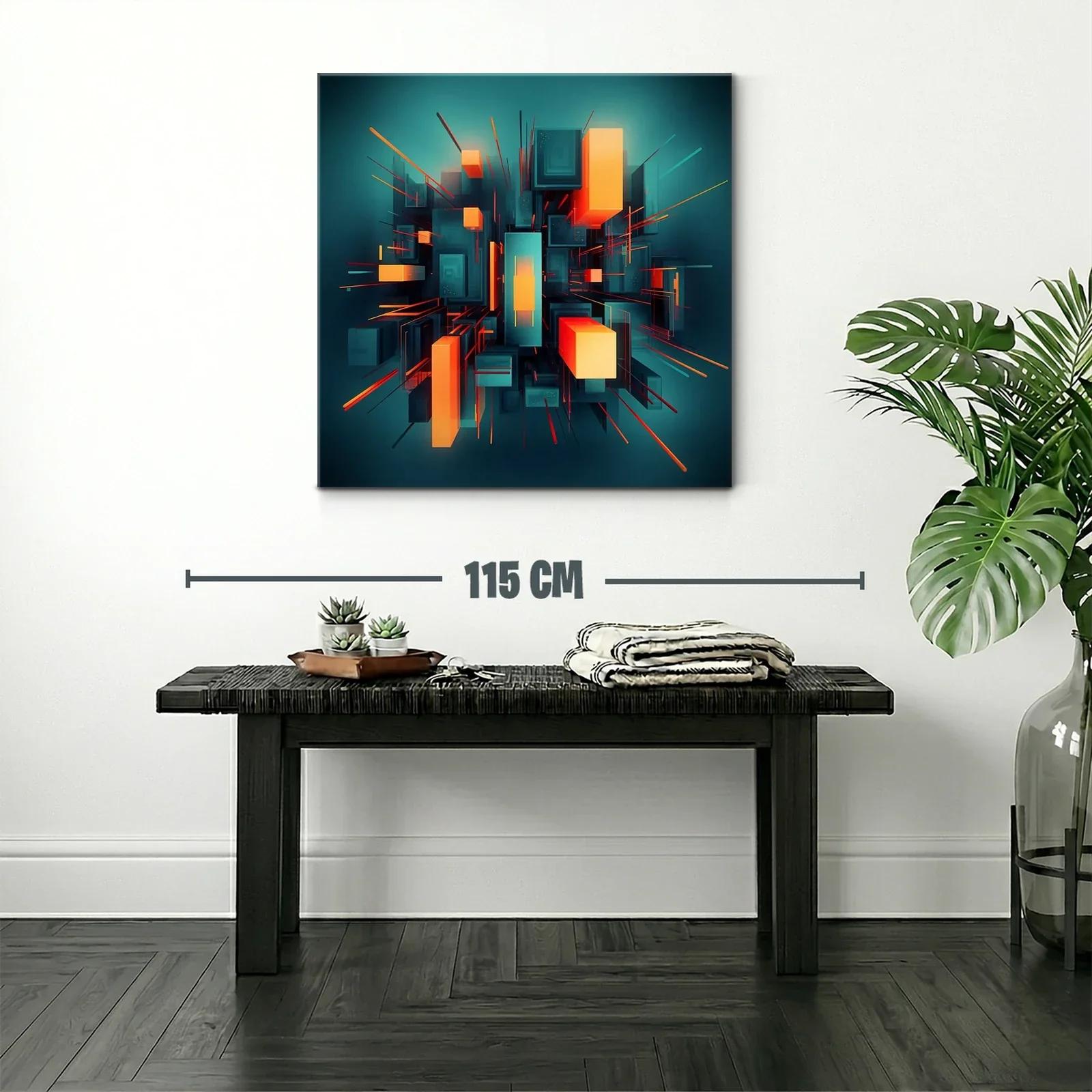 Composición geométrica vibrante en tonos azul y naranja — miniatura 2