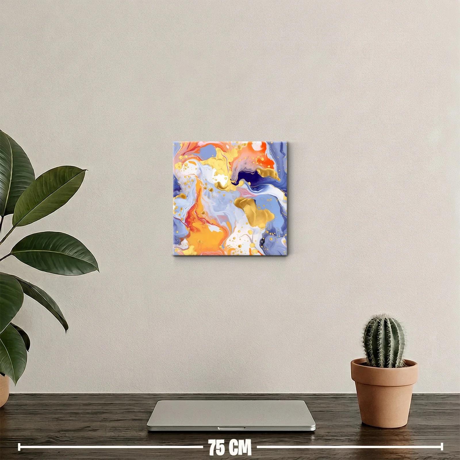 Cuadro abstracto con vibrantes tonos dorados y naranjas — miniatura 2
