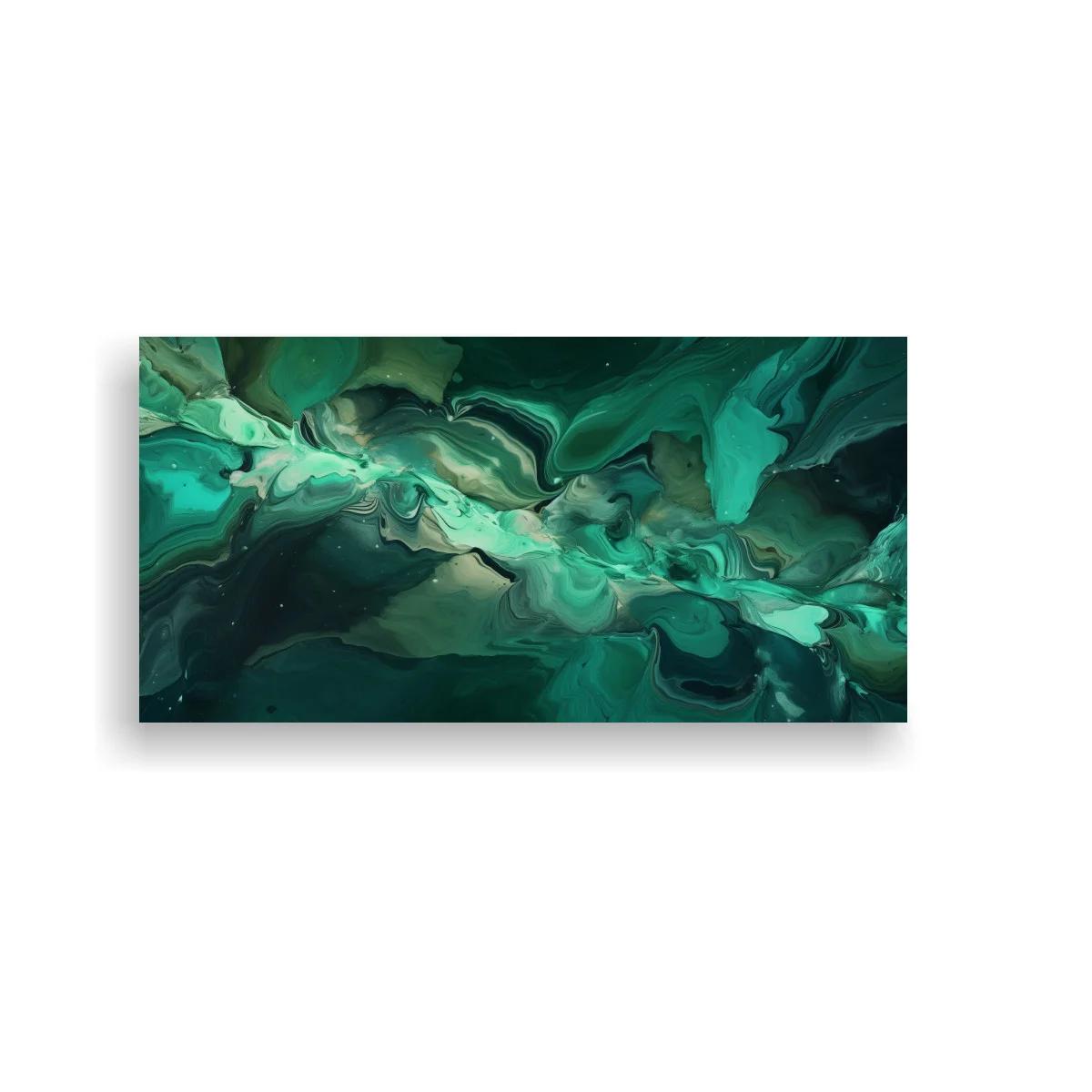 Cuadro remolino de pintura verde turquesa con vetas onduladas — imagen principal