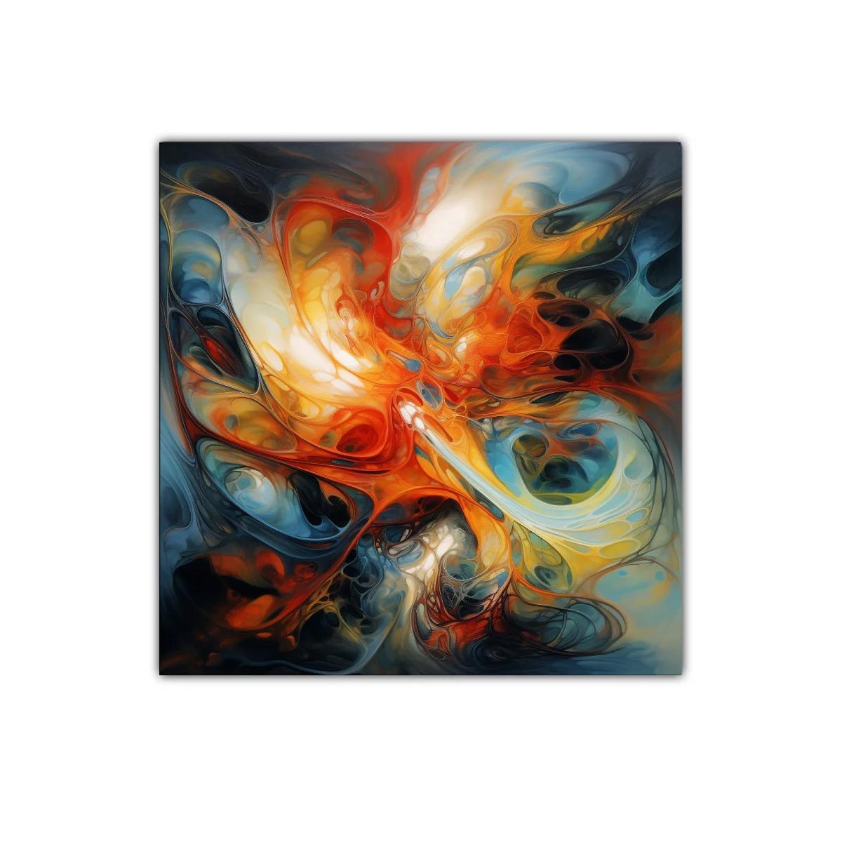 Composición abstracta de tonos cálidos y fríos en movimiento — miniatura 1