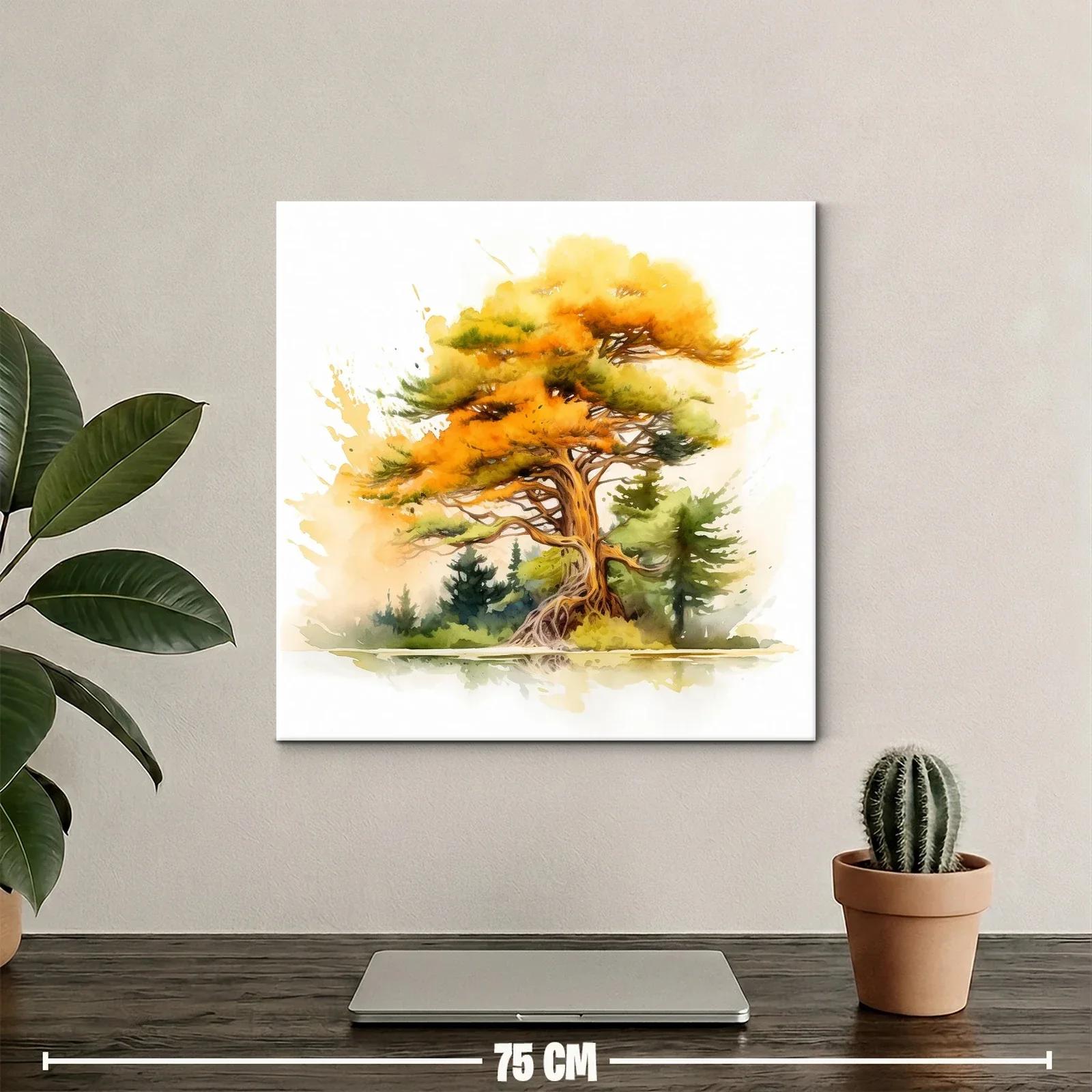 Árbol otoñal con tonos cálidos y verdes vibrantes — miniatura 2