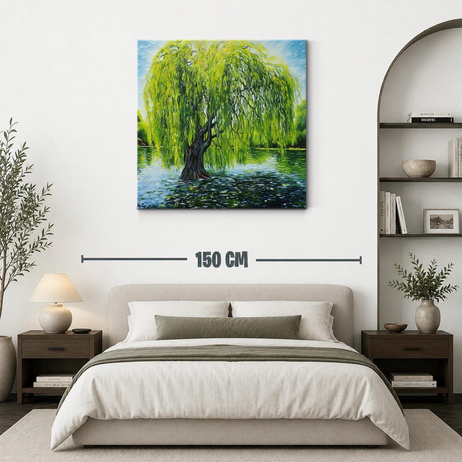 Árbol de sauce sobre el agua con luz vibrante — miniatura 3