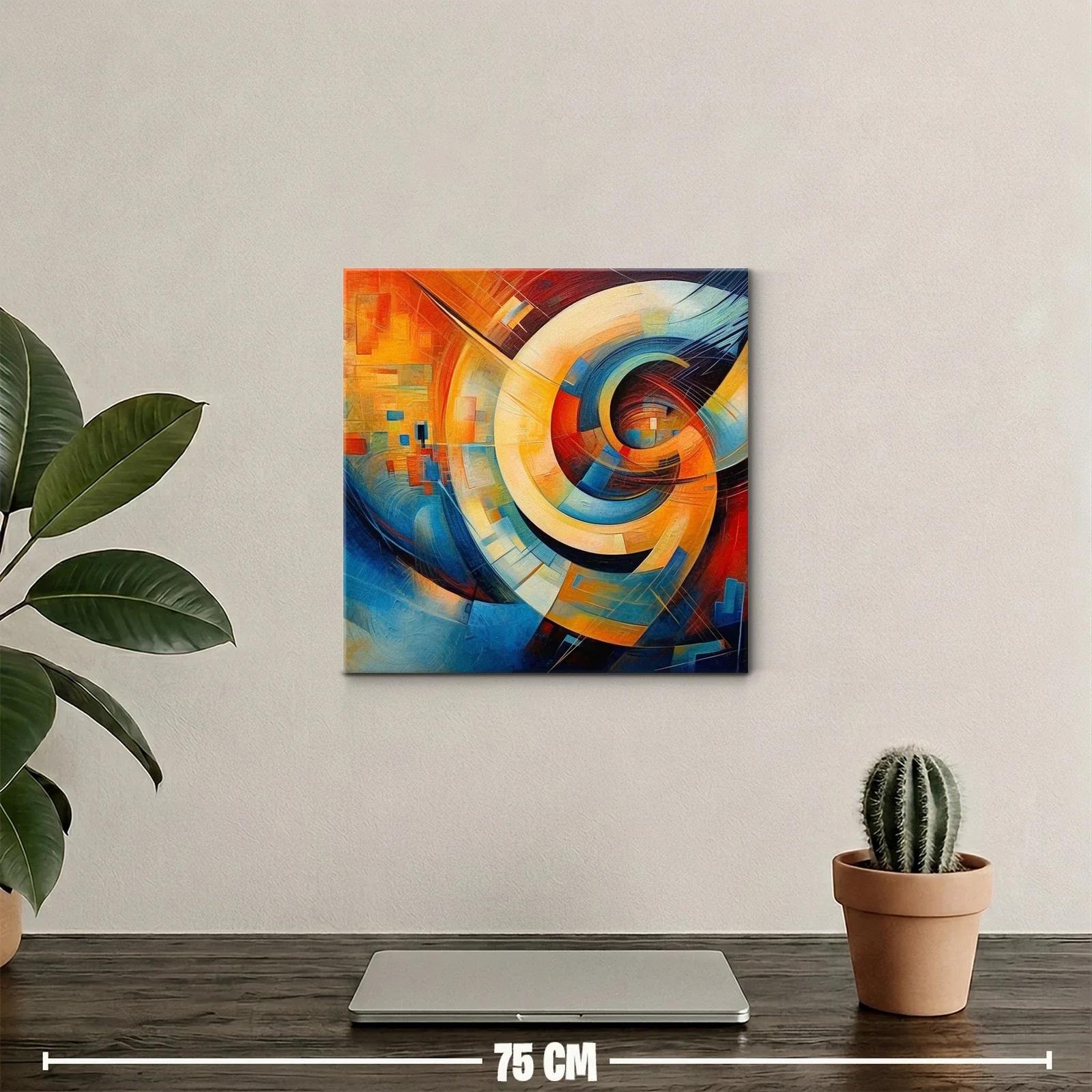 Cuadro abstracto con dinámicas formas y tonos vibrantes — miniatura 2