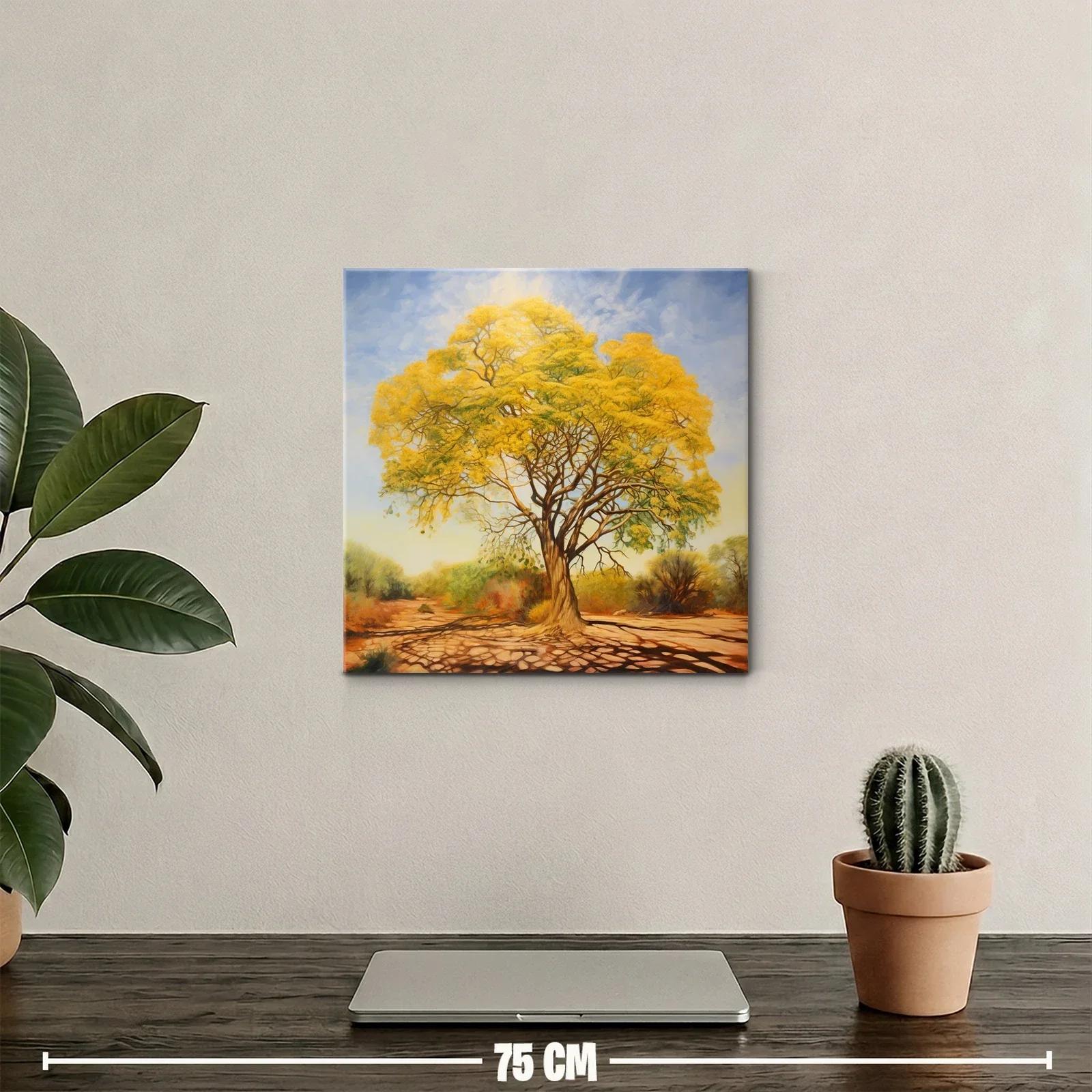 Árbol Dorado en Paisaje de Luz y Sombra Cálida — miniatura 2