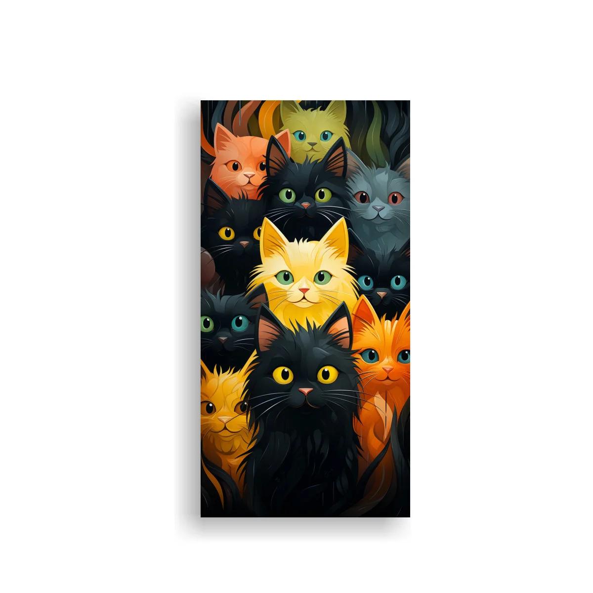 Cuadro grupo de gatos de colores con ojos muy llamativos — imagen principal