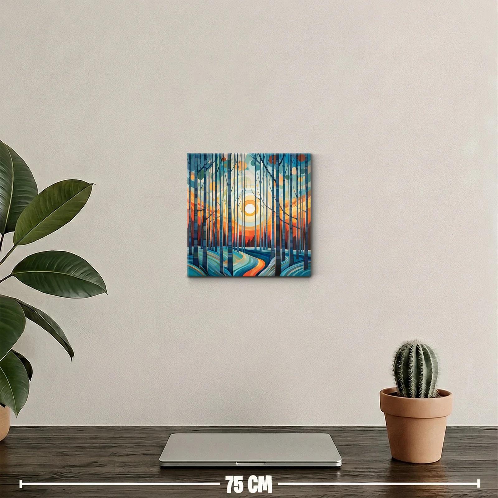 Paisaje forestal abstracto con luz cálida al amanecer — miniatura 2