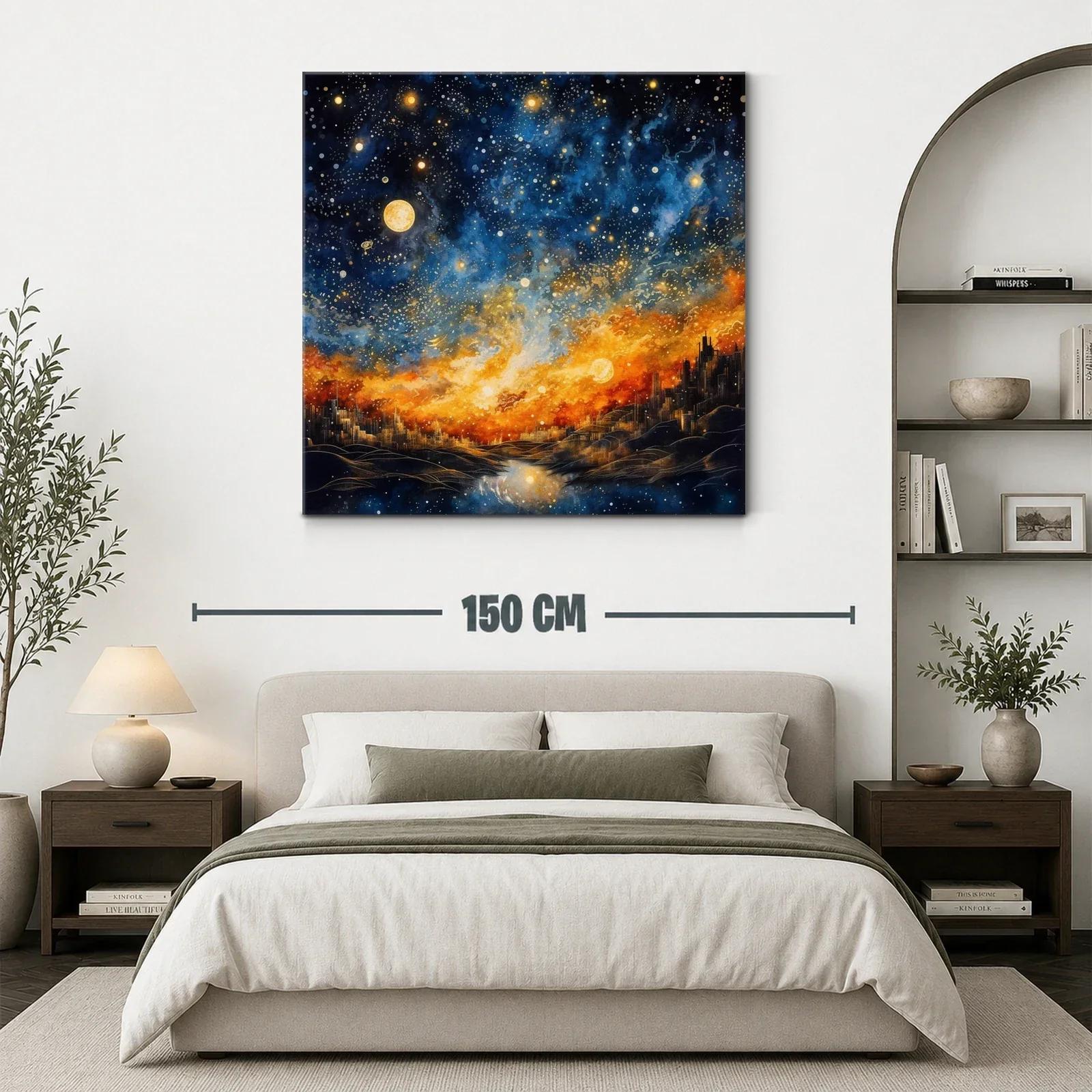 Cielo estrellado sobre ciudad iluminada al atardecer — miniatura 3
