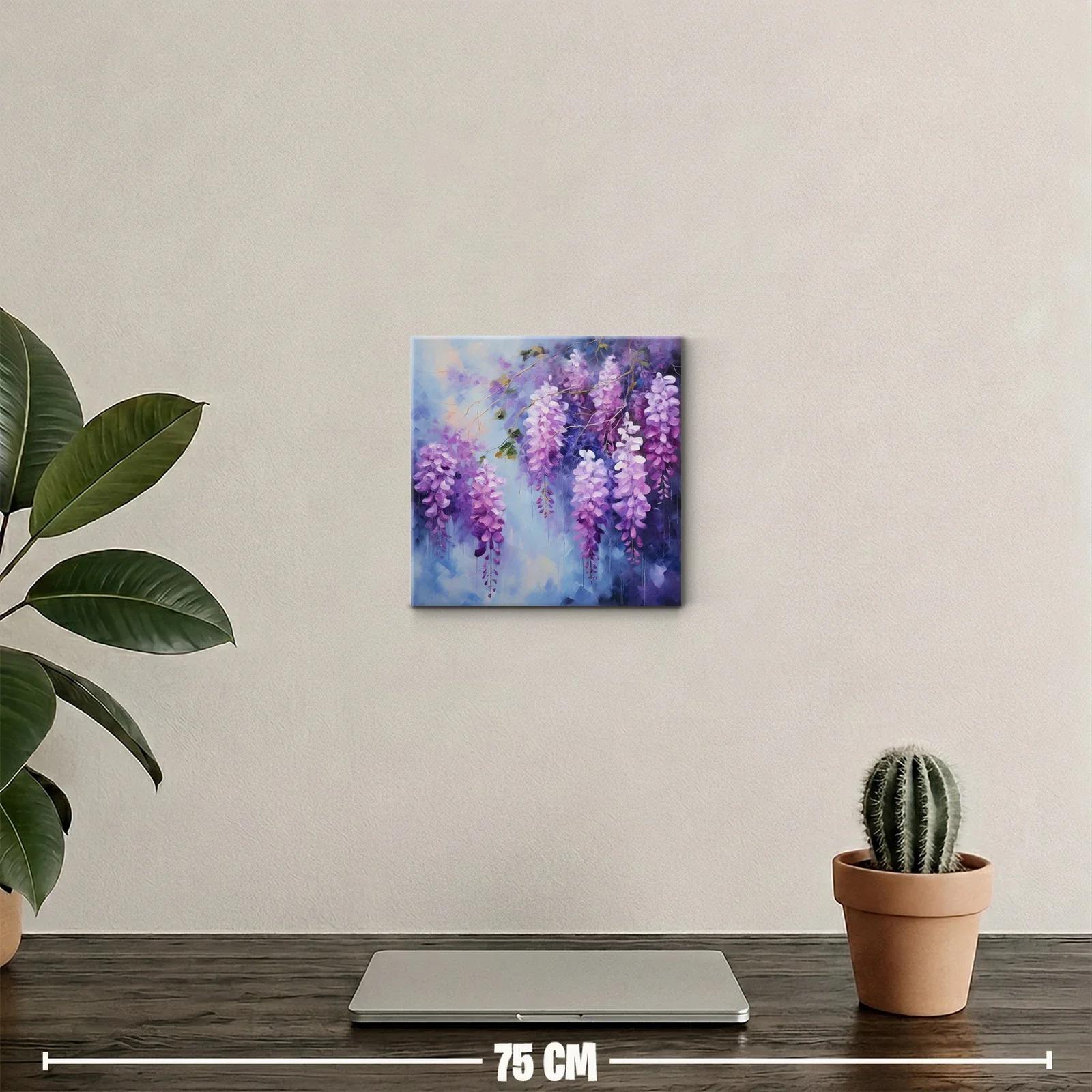 Cuadro decorativo con flores colgantes en tonos violetas — miniatura 2