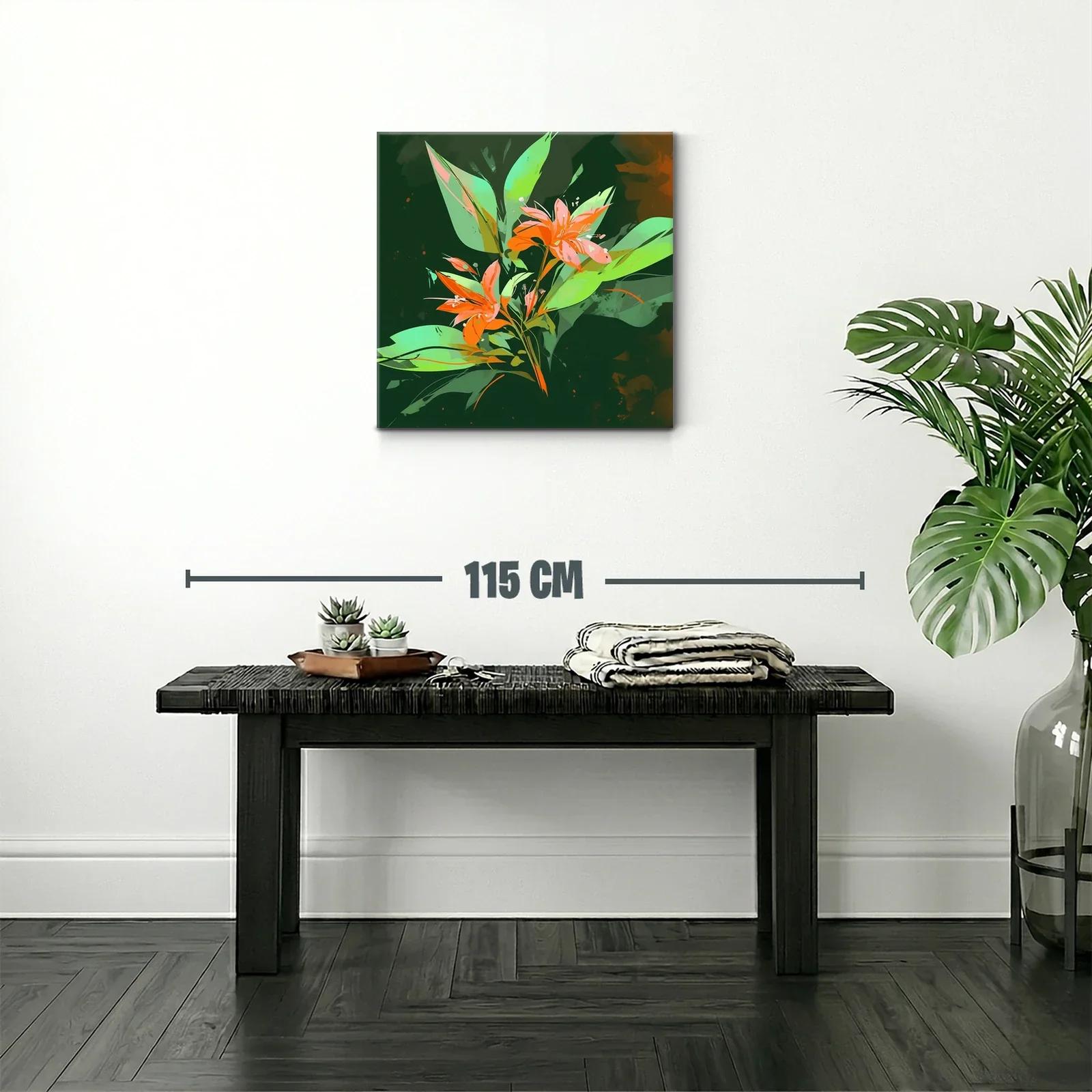 Flores naranjas vibrantes sobre fondo verde oscuro — miniatura 2