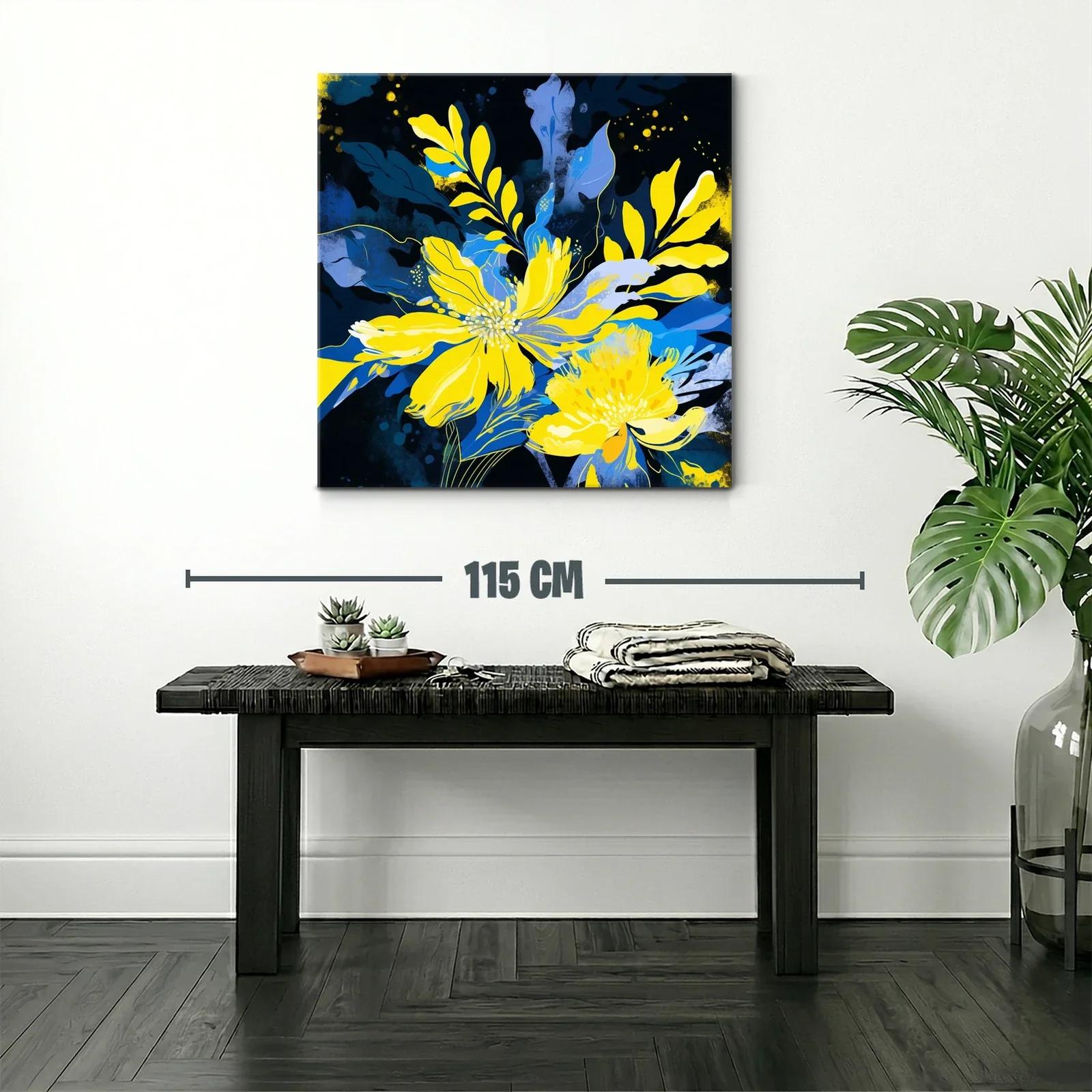 Flores vibrantes en tonos amarillos y azules expresivos — miniatura 2