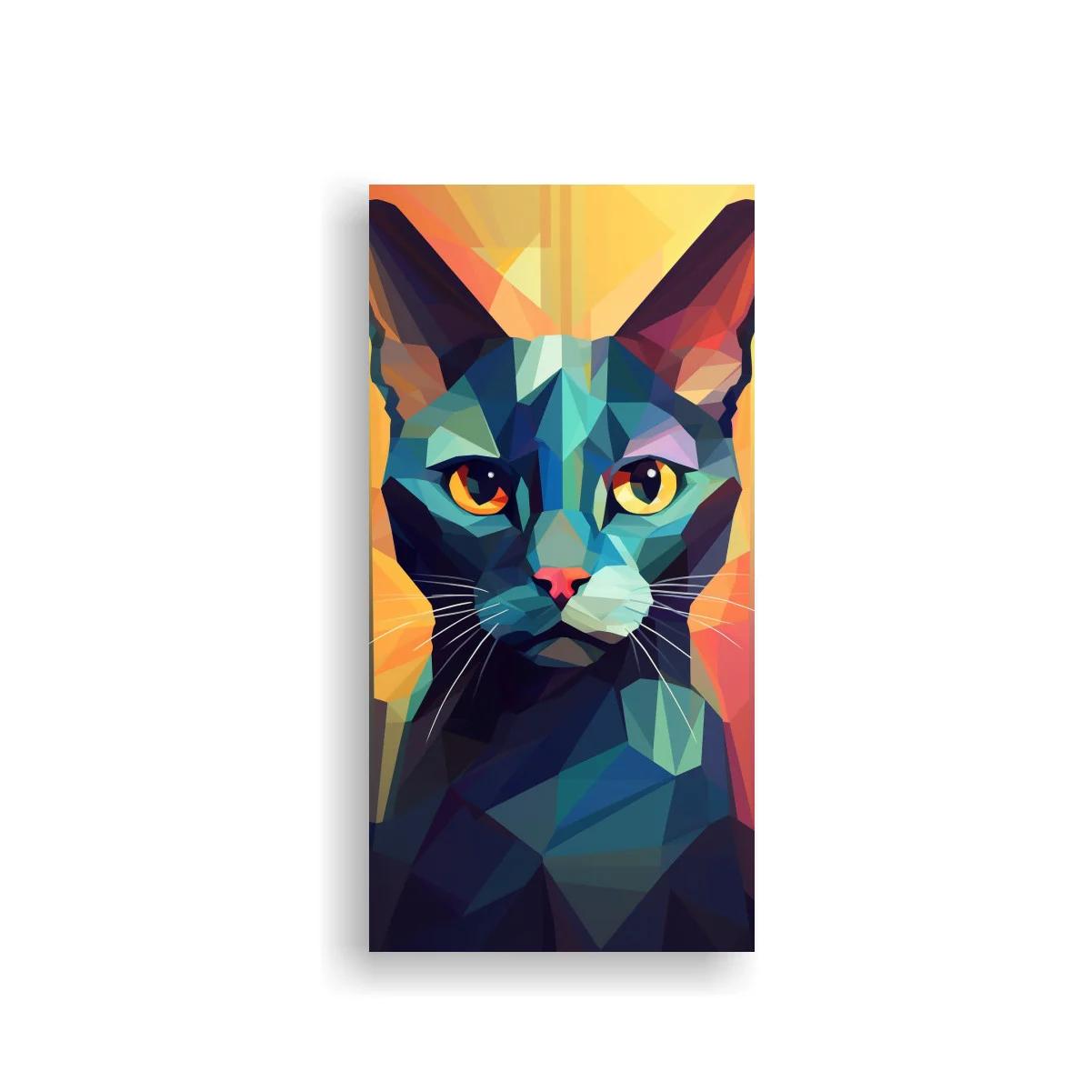 Cuadro gato negro de ojos amarillos en estilo poligonal — imagen principal