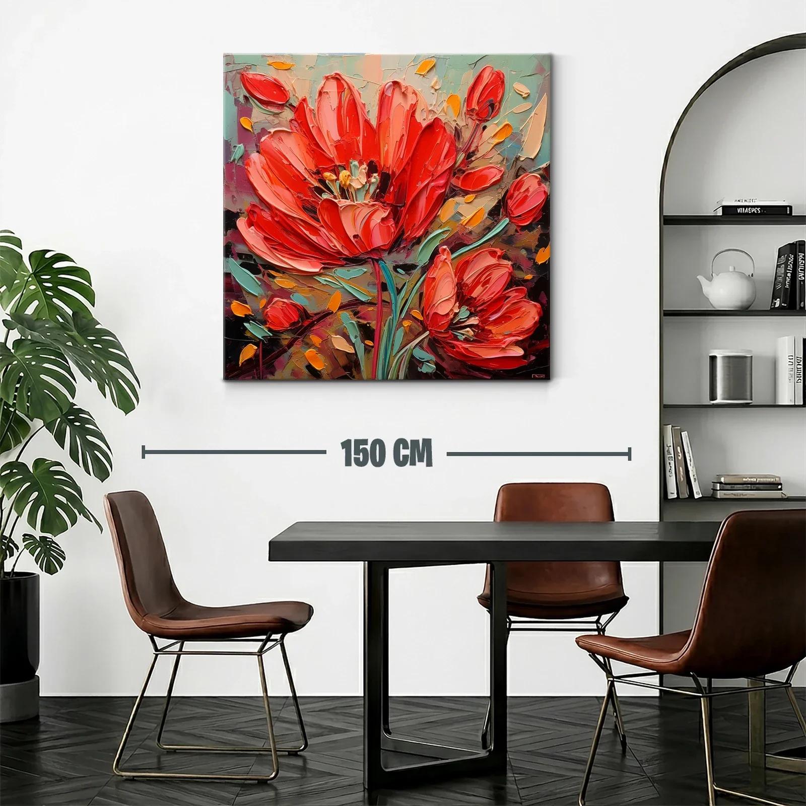 Cuadro moderno con llamativas flores rojas vibrantes — miniatura 2