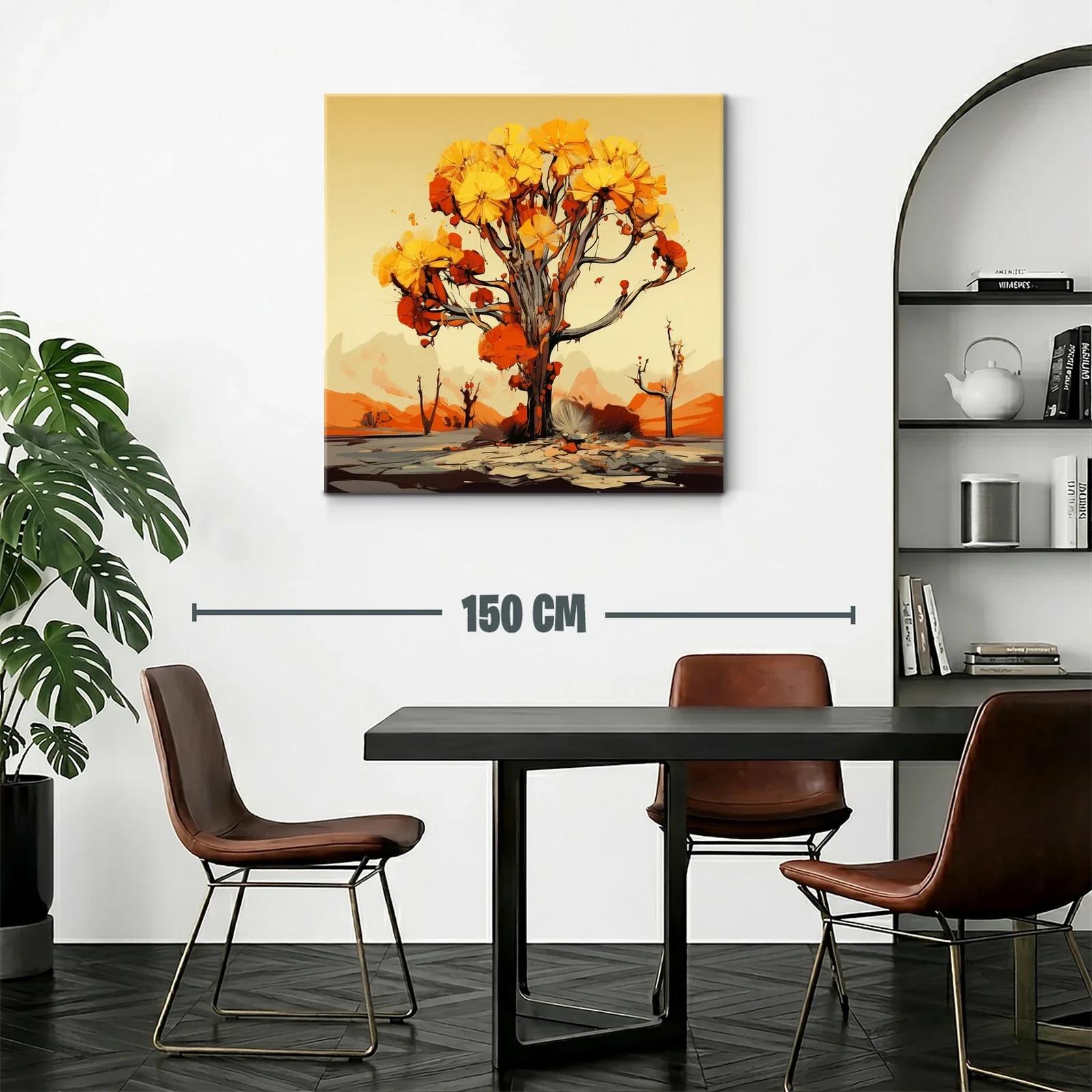 Árbol de tonos cálidos en paisaje abstracto vibrante — miniatura 2