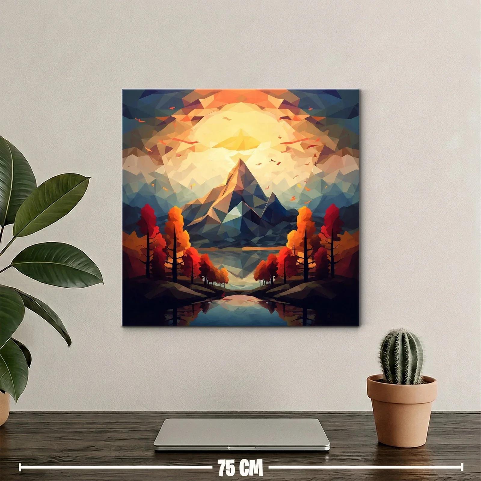 Paisaje geométrico de montaña con tonos cálidos y vibrantes — miniatura 2