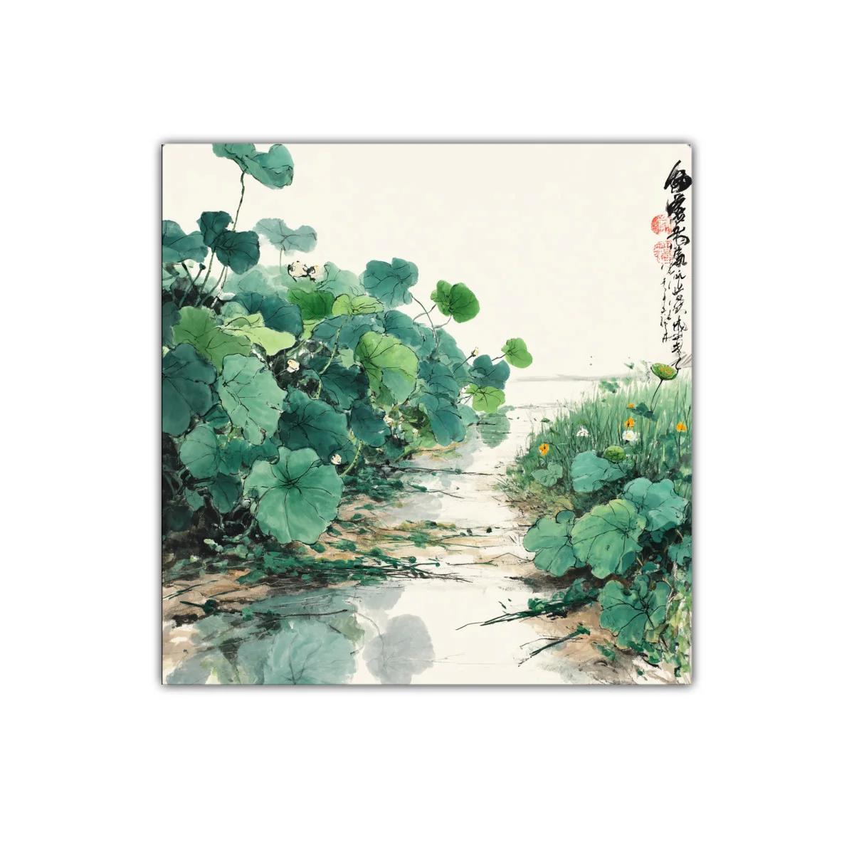 Sereno paisaje natural con hojas verdes detalladas — miniatura 1