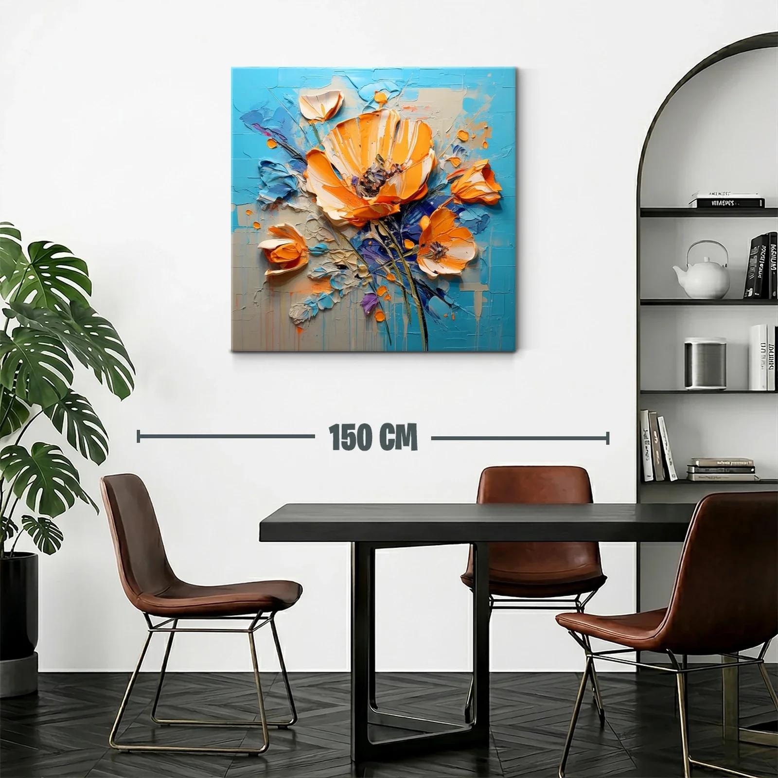 Composición floral vibrante con tonos naranjas y azules — miniatura 2