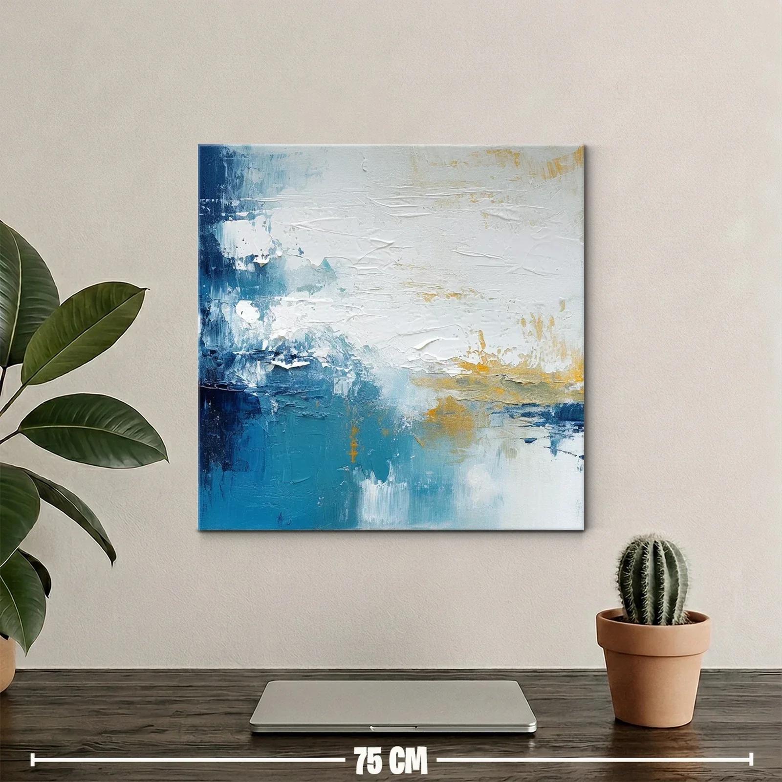 Composición abstracta en azul blanco y dorado — miniatura 2