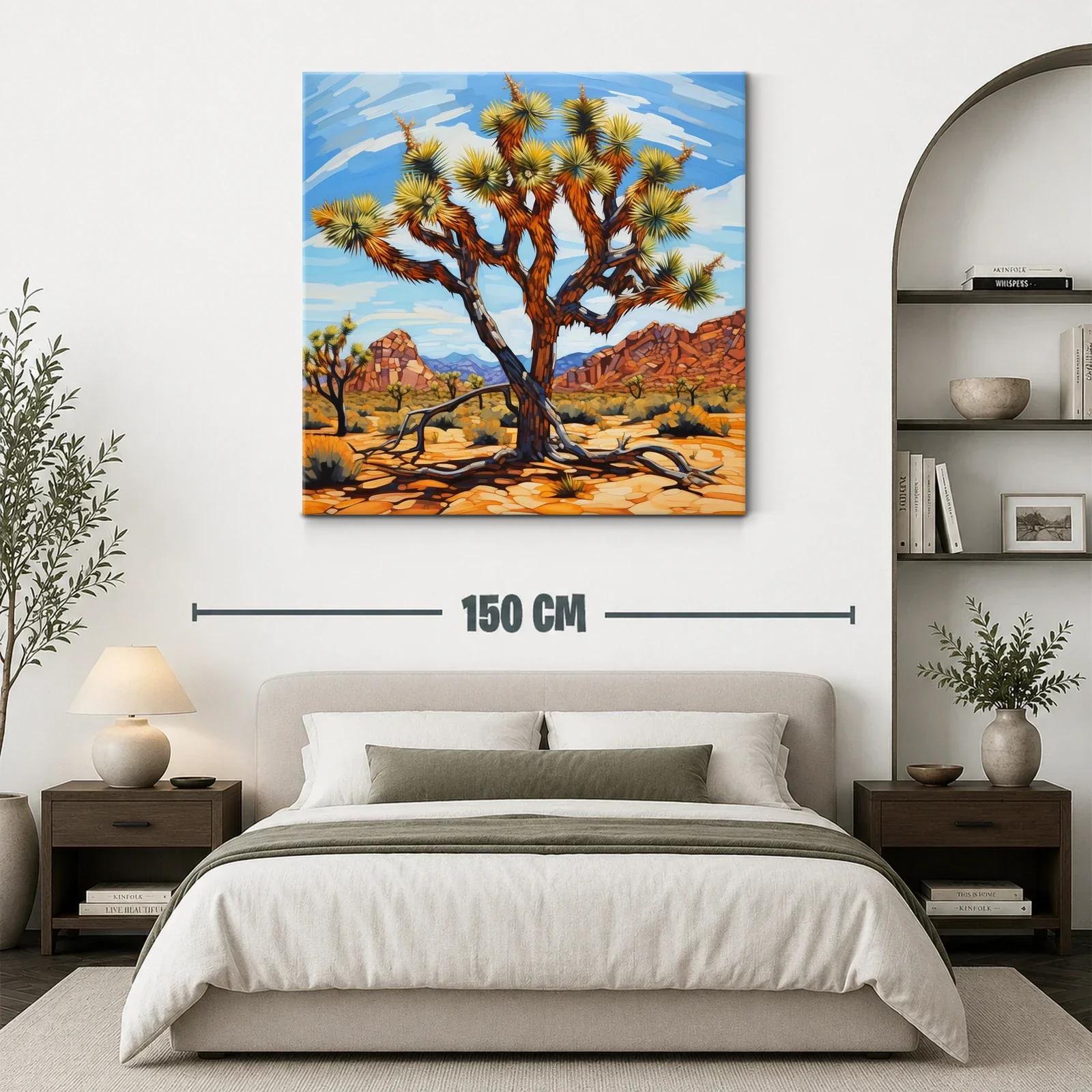 Paisaje desértico con árbol en tonos cálidos y cielos azules — miniatura 3