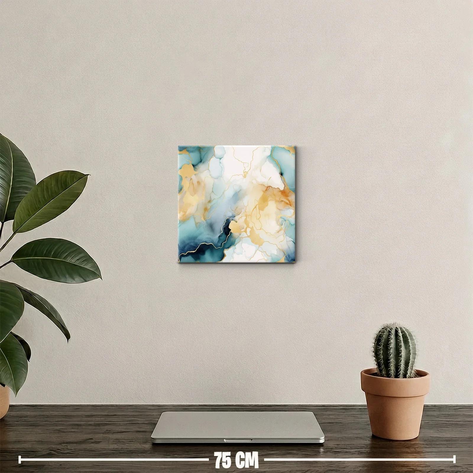 Arte abstracto con tonos dorados y azulados delicados — miniatura 2
