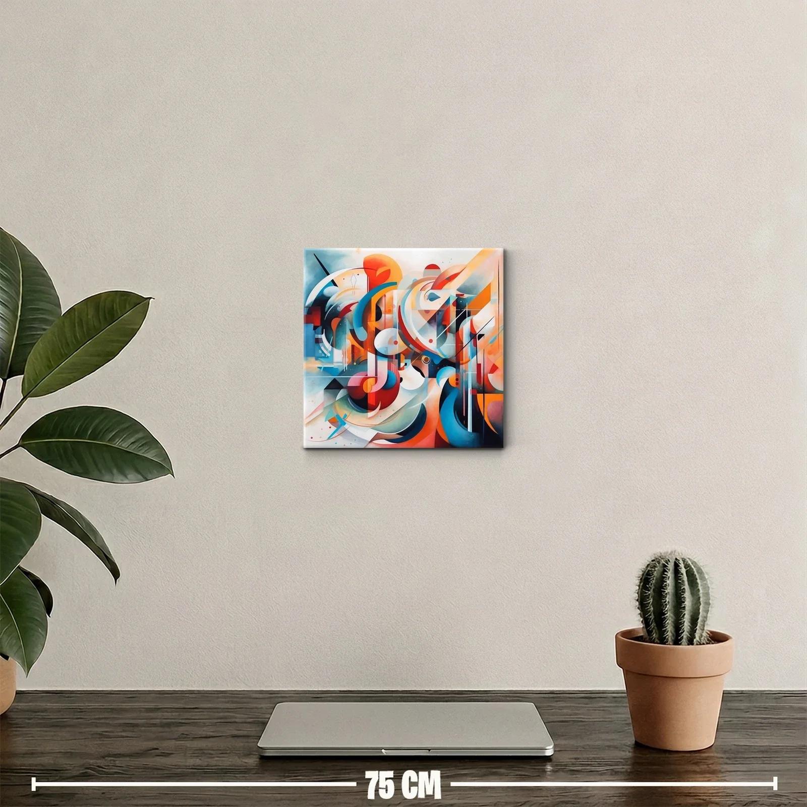 Cuadro abstracto con formas dinámicas y colores vibrantes — miniatura 2