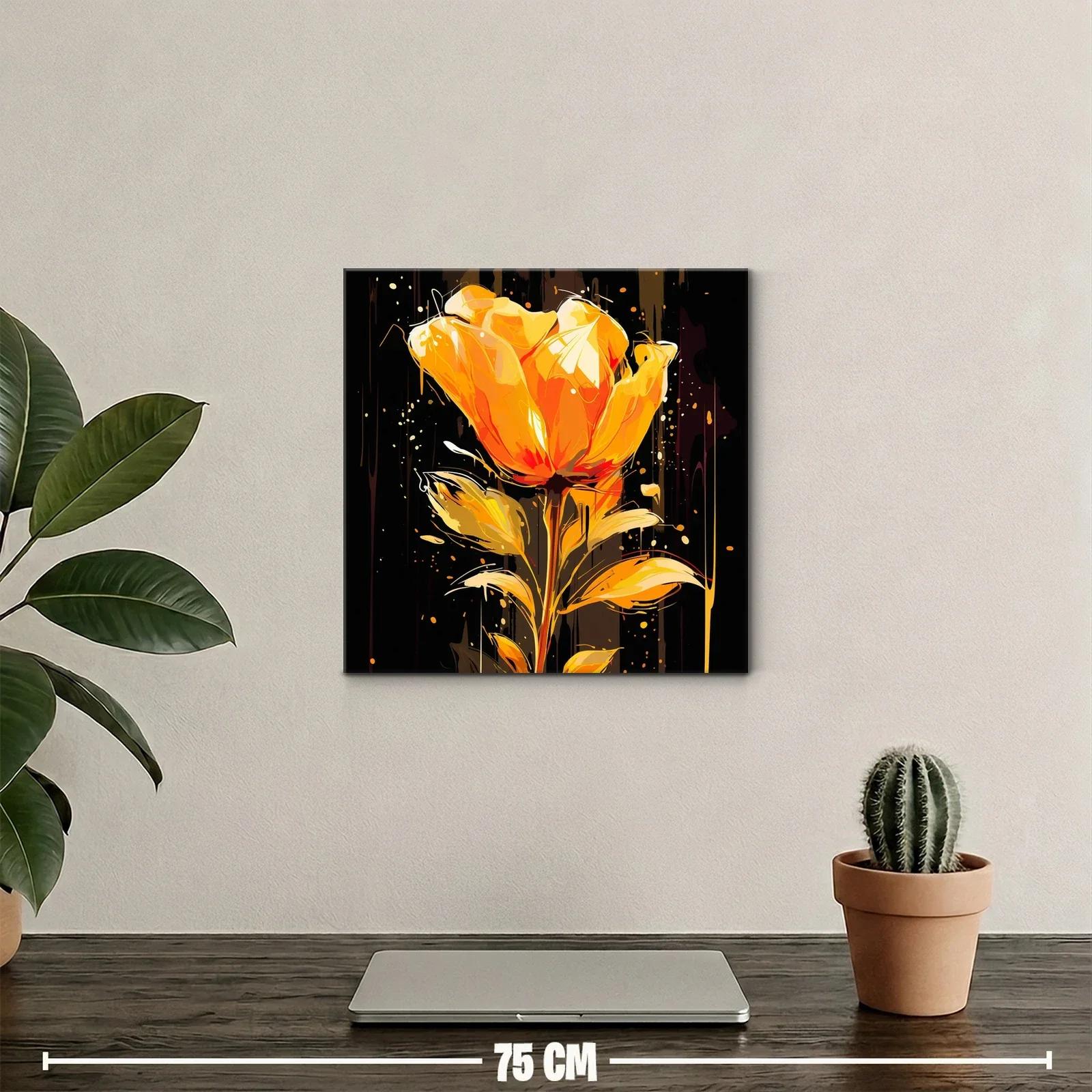Flor vibrante en tonos cálidos y fondo oscuro elegante — miniatura 2
