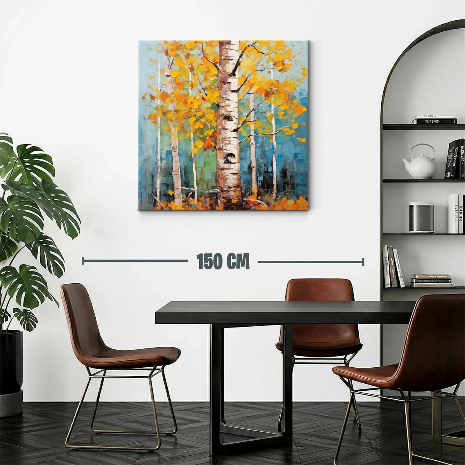 Bosque de abedules con hojas amarillas vibrantes — miniatura 2