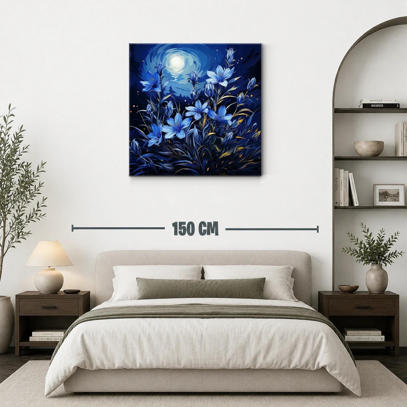 Ramo de flores azules bajo la luna brillante — miniatura 3