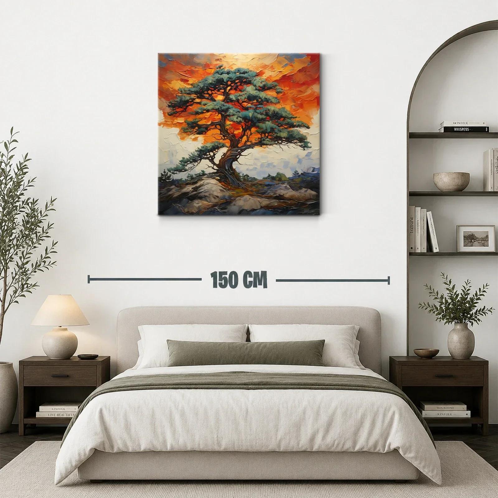 Árbol solitario con cielo fuego en paisaje natural — miniatura 3