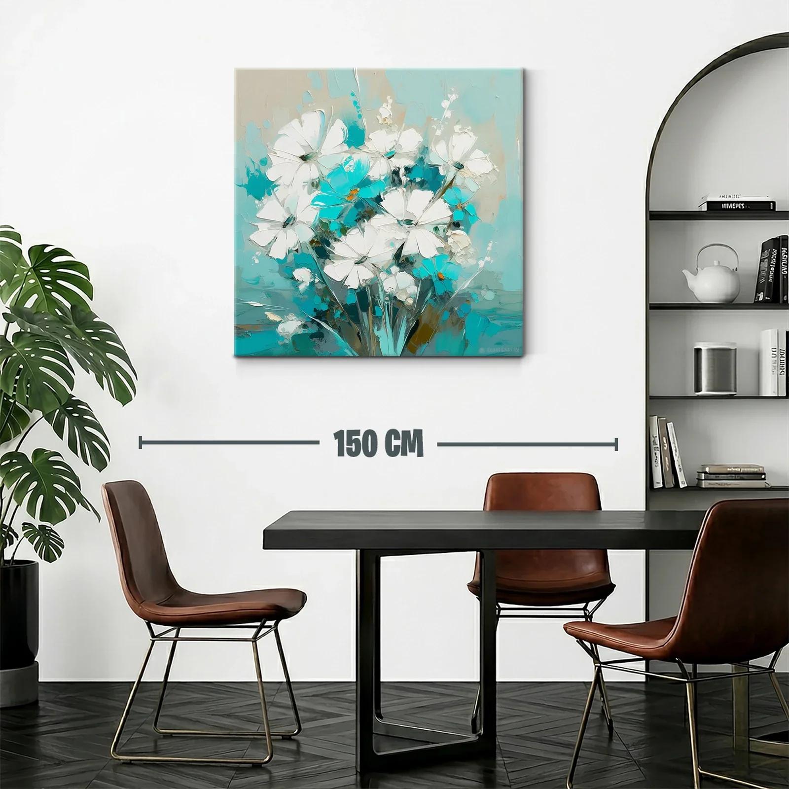 Ramo de flores blancas y turquesa en estilo moderno — miniatura 2