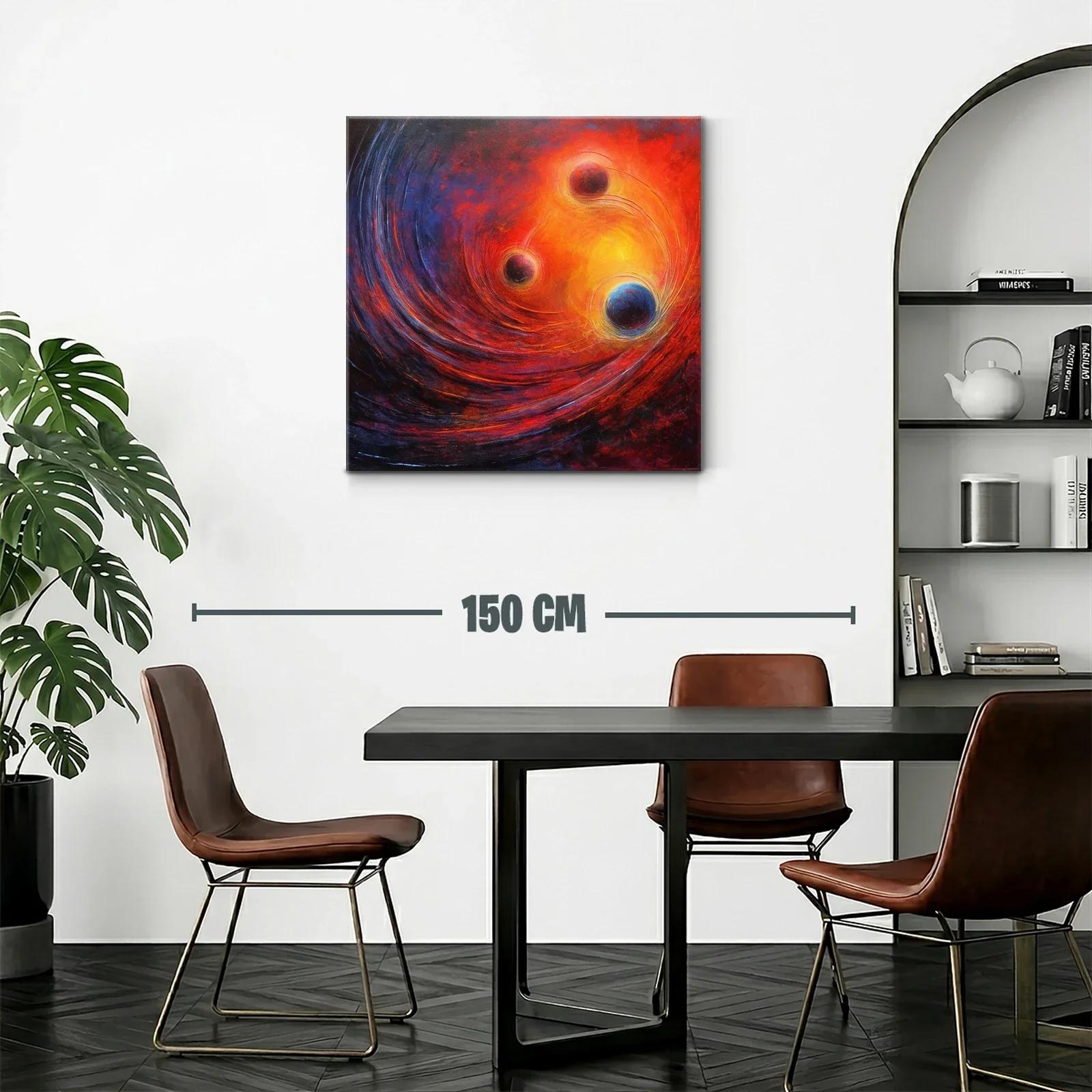 Cuadro abstracto con esferas y energía cósmica brillante — miniatura 2