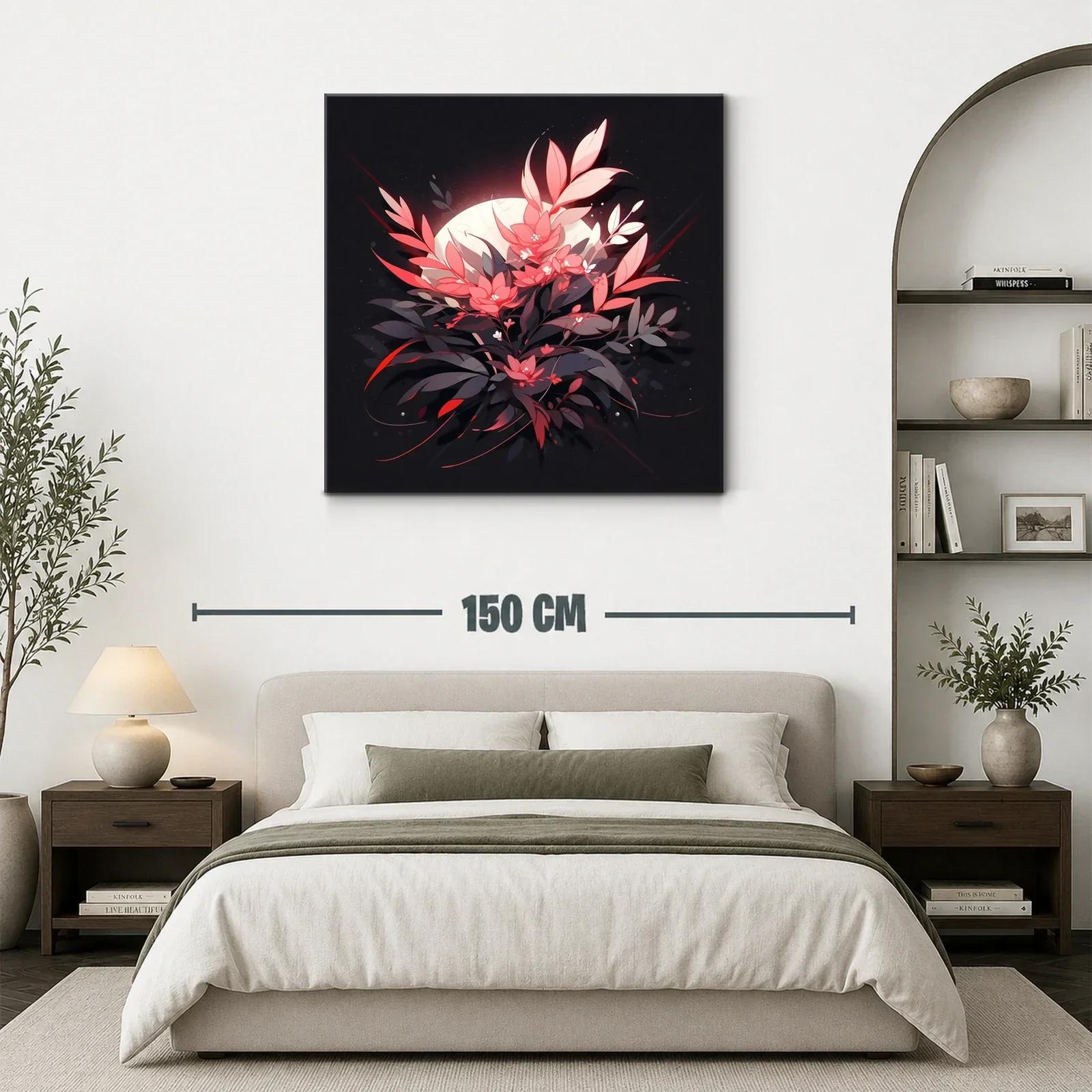 Cuadro floral luminoso con contraste en tonos rojos y negros — miniatura 3