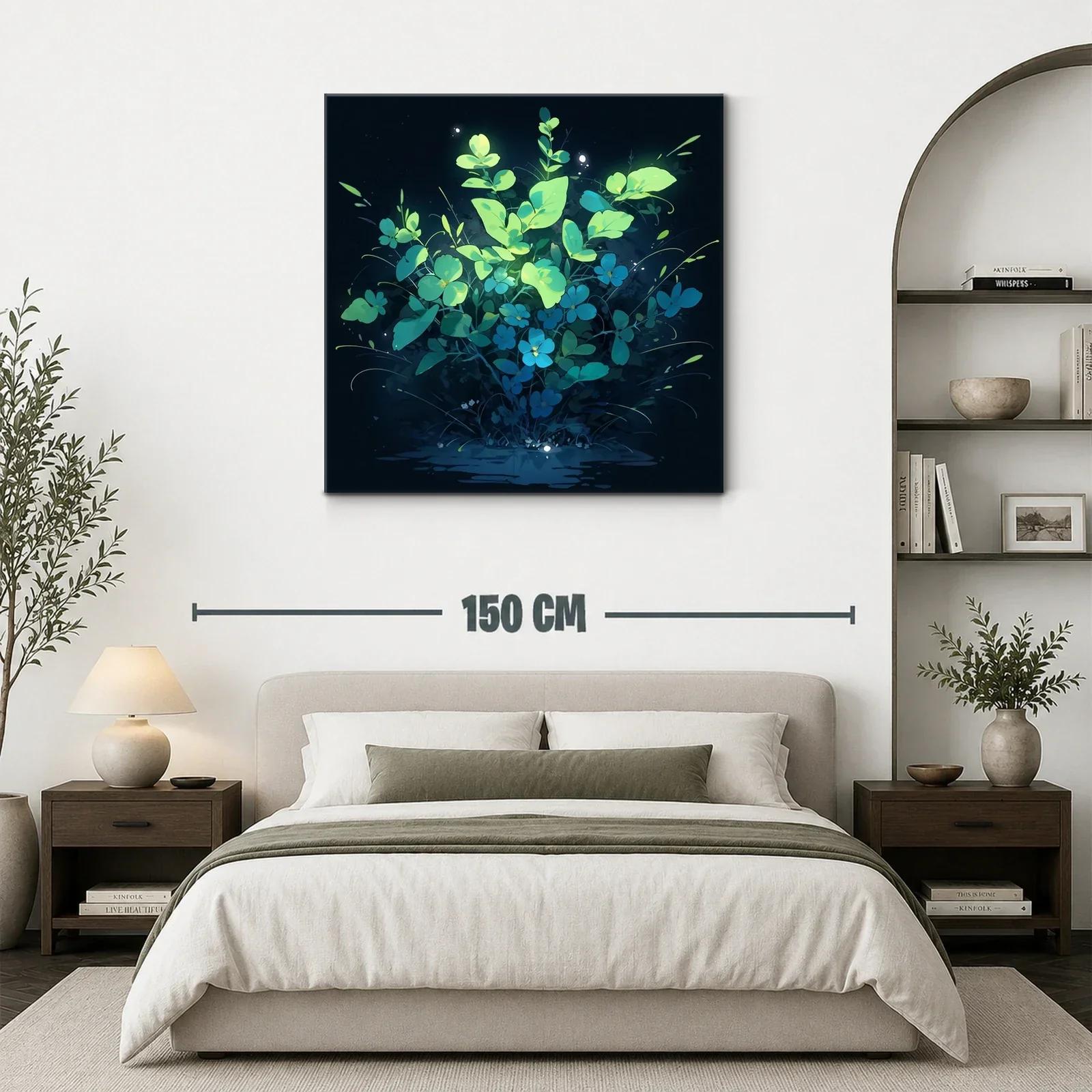 Ramo luminoso de flores y hojas verdes sobre fondo oscuro — miniatura 3