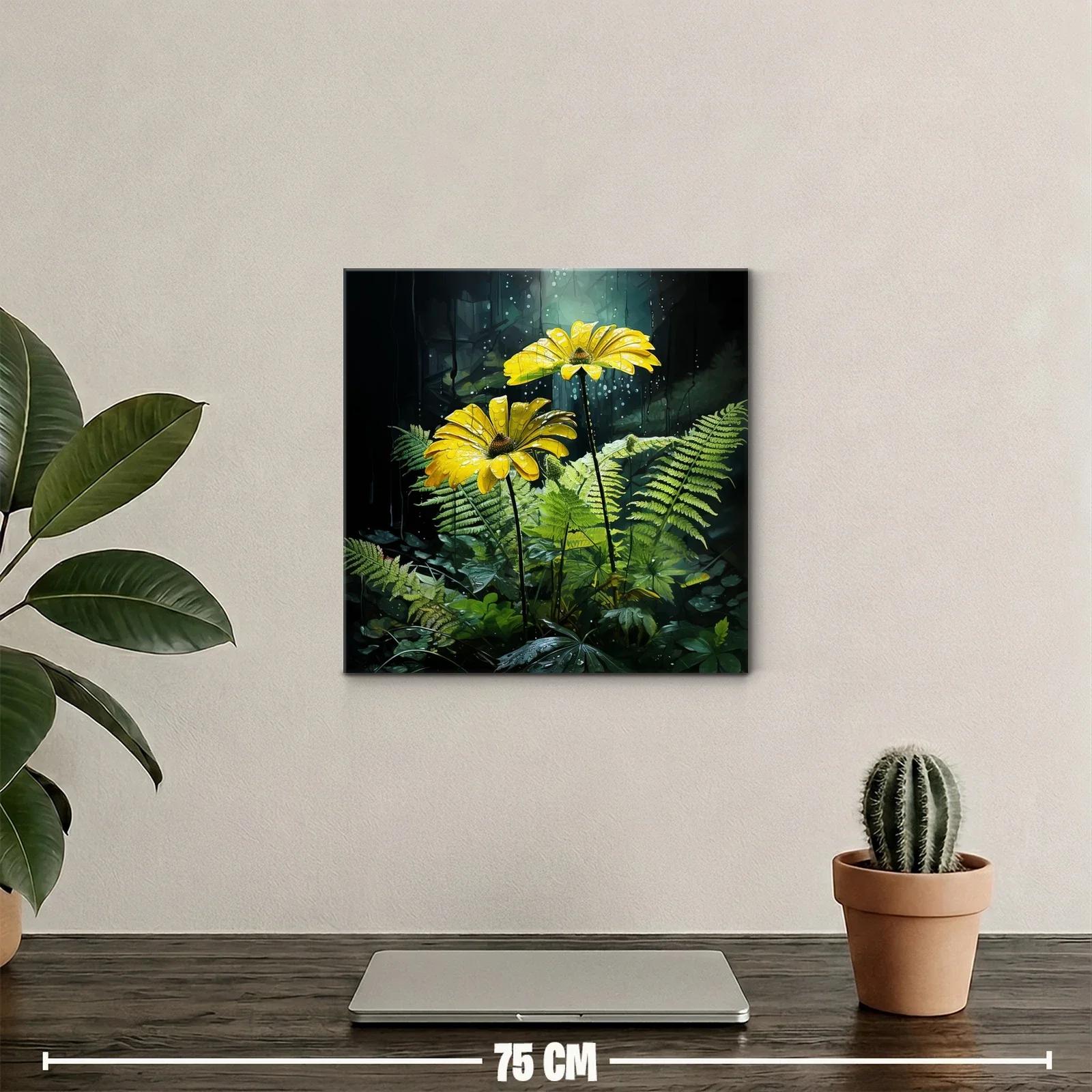 Flores Amarillas Luminosas entre Helechos Verdes — miniatura 2
