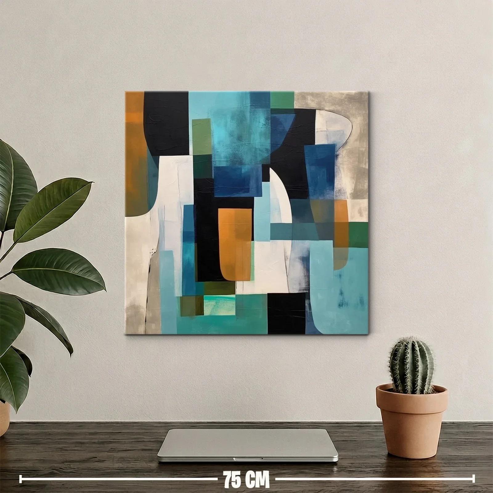 Composición abstracta con tonos azules y ocres vibrantes — miniatura 2