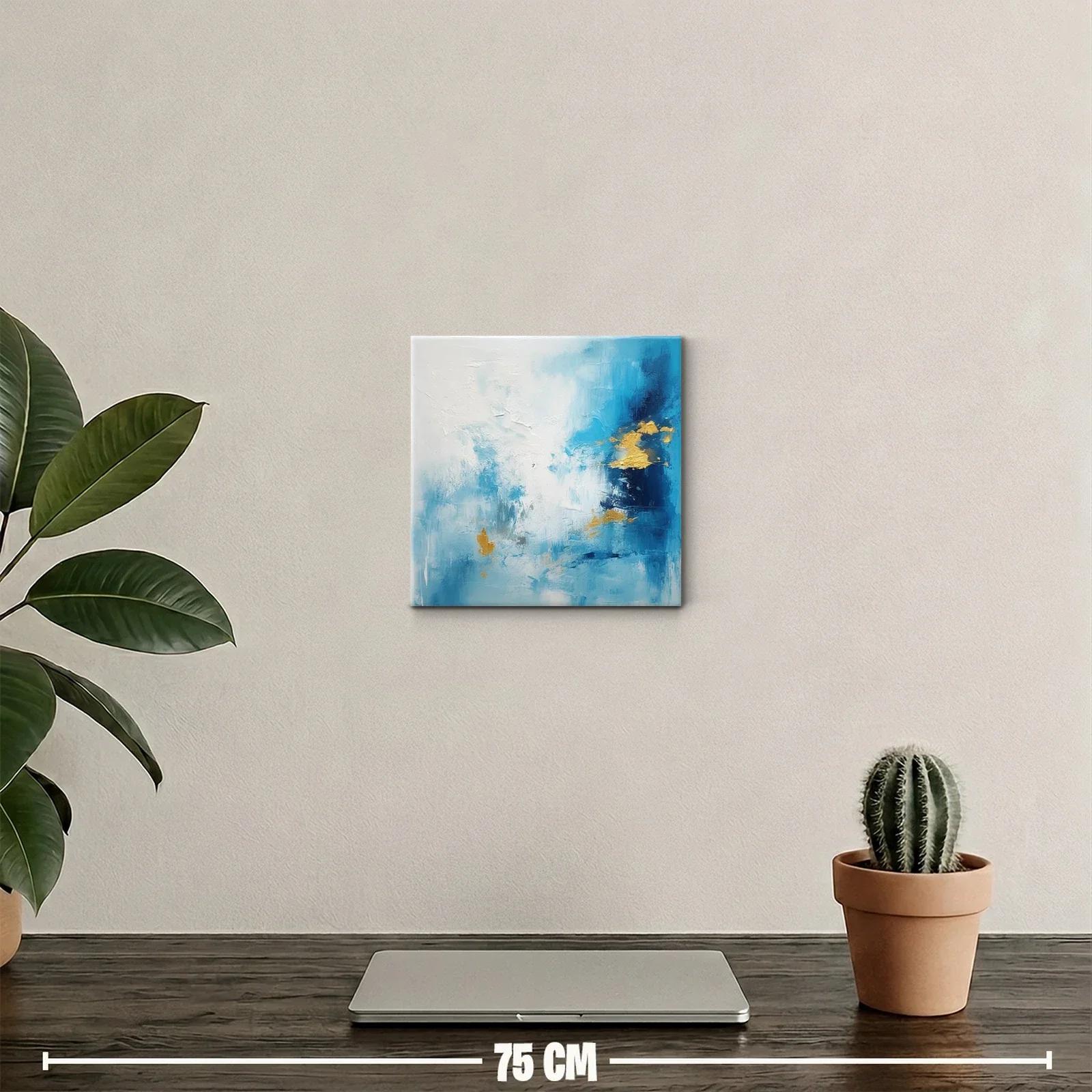 Cuadro abstracto con tonos azules y toques dorados — miniatura 2