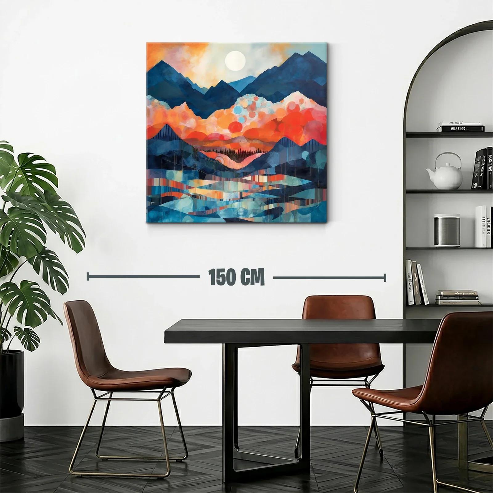 Paisaje de montañas vibrantes con luna llena — miniatura 2