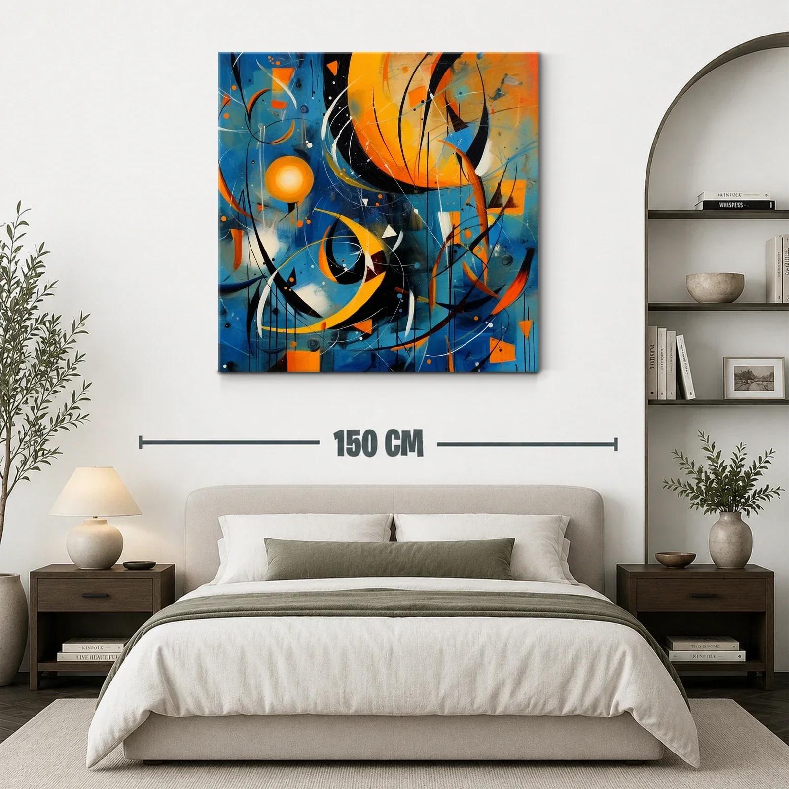Composición dinámica en tonos azul y naranja vibrante — miniatura 3