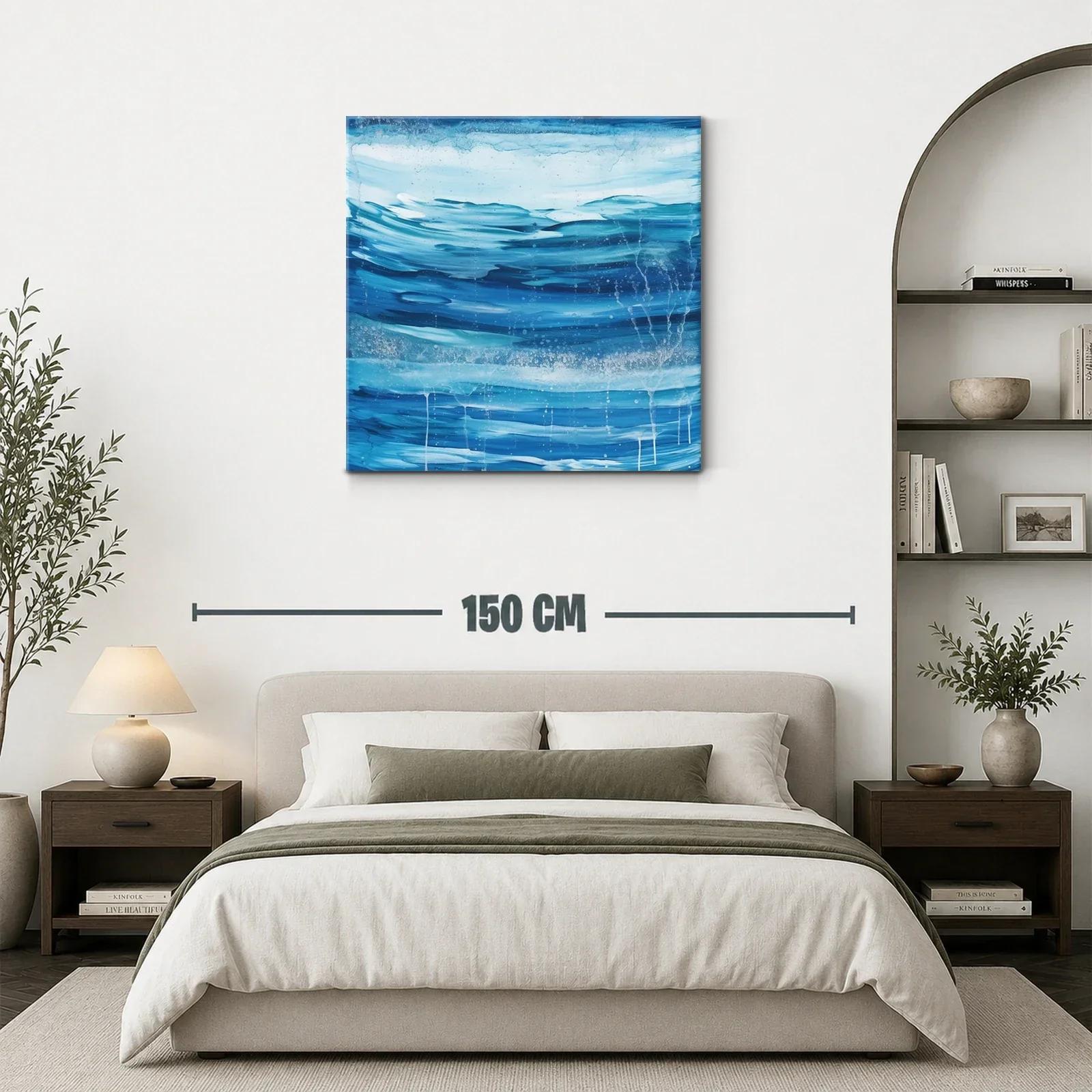Cuadro abstracto inspirado en el movimiento del agua azul — miniatura 3