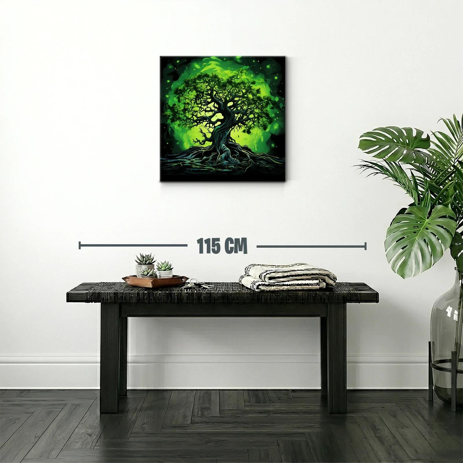 Árbol místico iluminado en tonos verdes vibrantes — miniatura 2